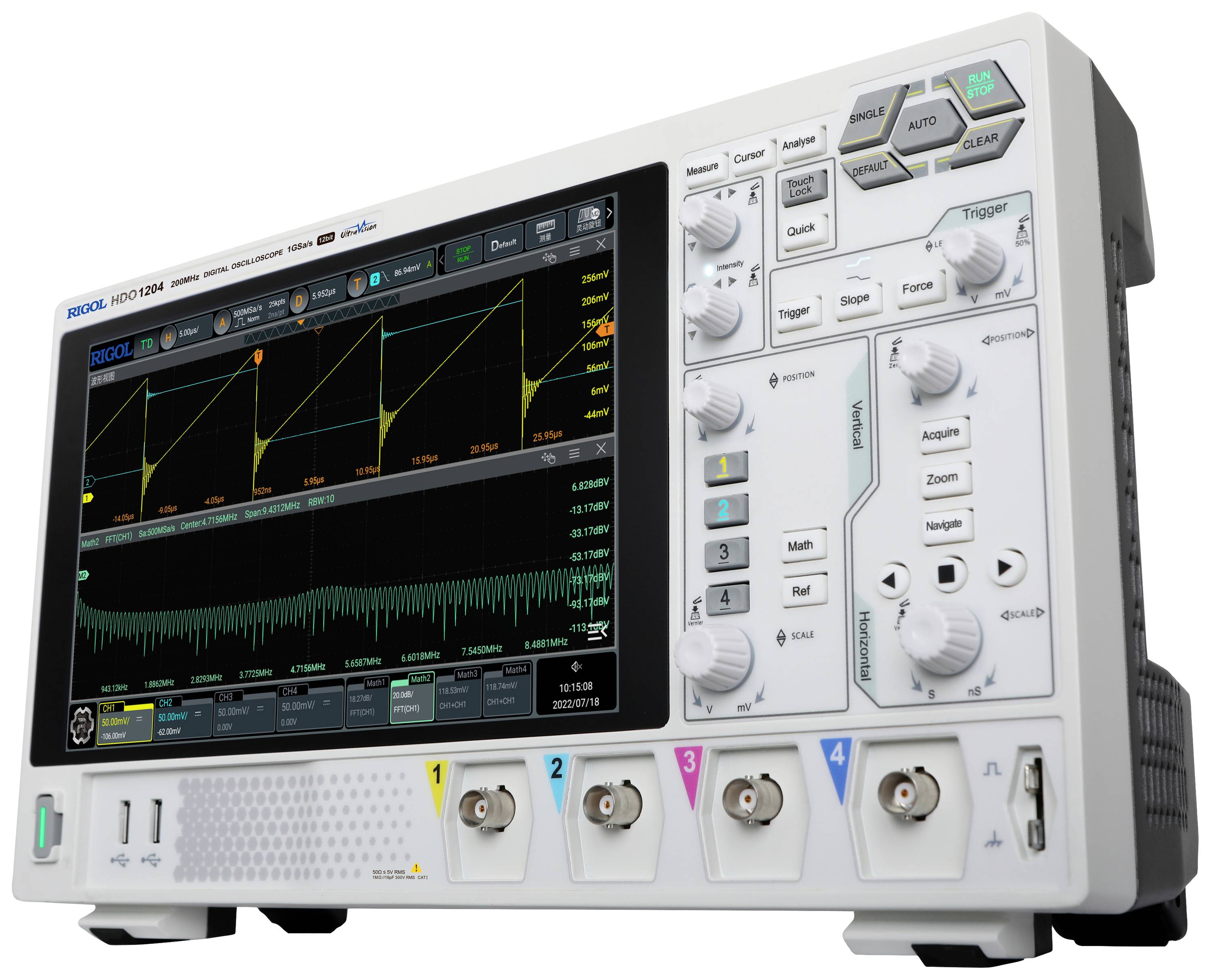 Rigol HDO1204 Digital-Oszilloskop 200MHz 2 GSa/s 50 Mpts 12 Bit 1St.