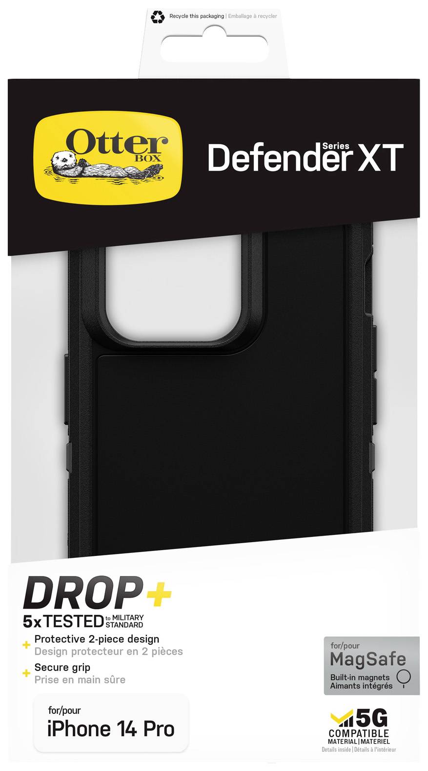 Otterbox Defender XT Cover Apple iPhone 14 Pro Schwarz MagSafe kompatibel, Stoßfest 77-89120