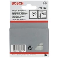 Bosch Accessories 1609200365 Feindrahtklammern Typ 53 1000 St. Abmessungen (L x B) 8mm x 11.40mm Bosch Accessories 1609200365 Feindrahtklammern Typ 53 1000 St. Abmessungen (L x B) 8mm x 11.40mm