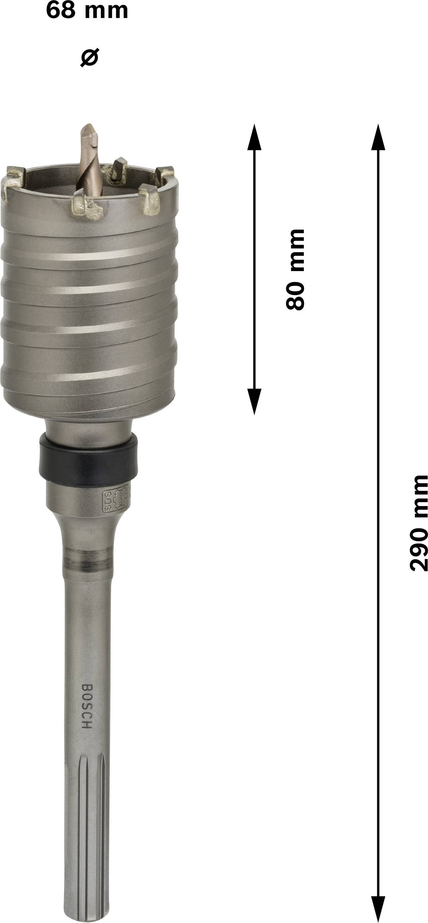 'Kernbohrer' mit Abmessungen: Durchmesser 68 mm. Gesamtlänge 290 mm, nutzbare Länge 80 mm.