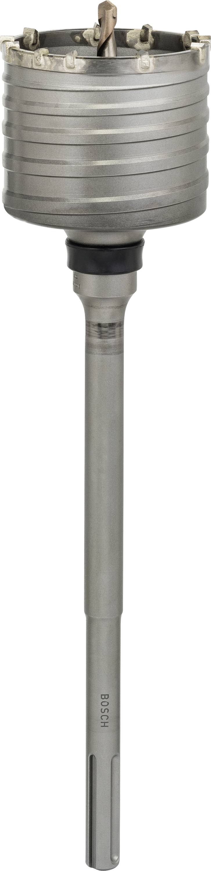 Eine graue Bohrkrone mit mehreren Ringen und einem langen Schaft, geeignet für Beton- oder Mauerwerkbohrungen.