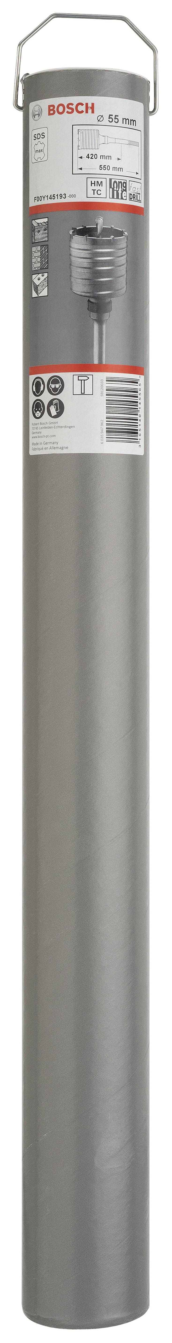 Bosch Bohrer in zylindrischer Verpackung, 80 mm Durchmesserangabe, geeignet für Beton- und Mauerwerkbohren.