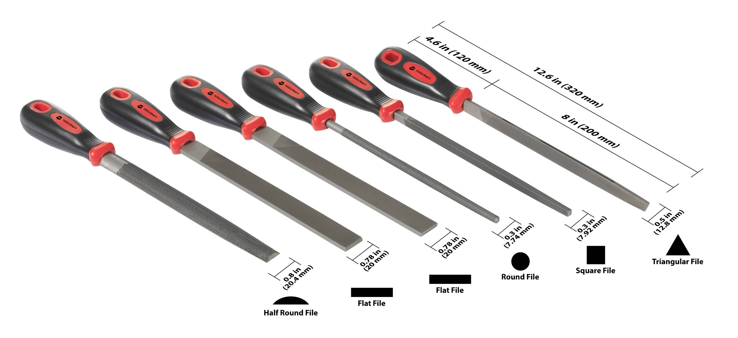 TOOLCRAFT TO-7873782 6-tlg. Stahlfeilen-Set Länge 370mm 1 Set