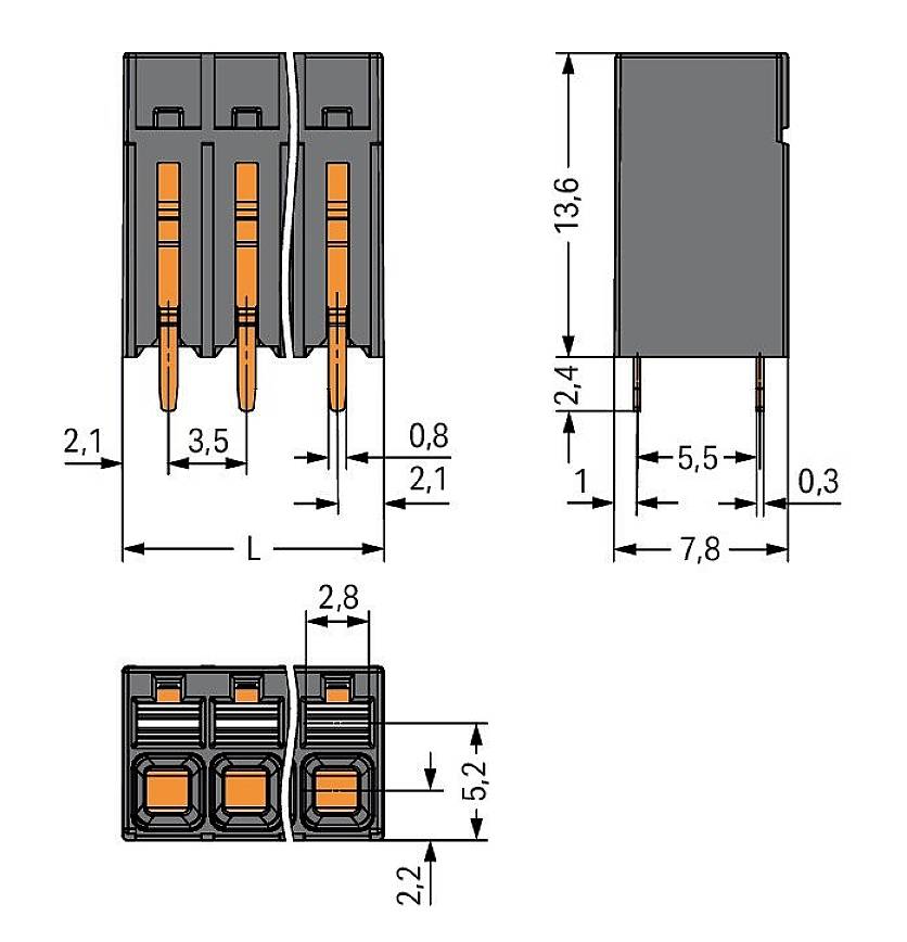 WAGO 2086-1107 Printklemme 1.50mm² Polzahl 7 Schwarz 132St.
