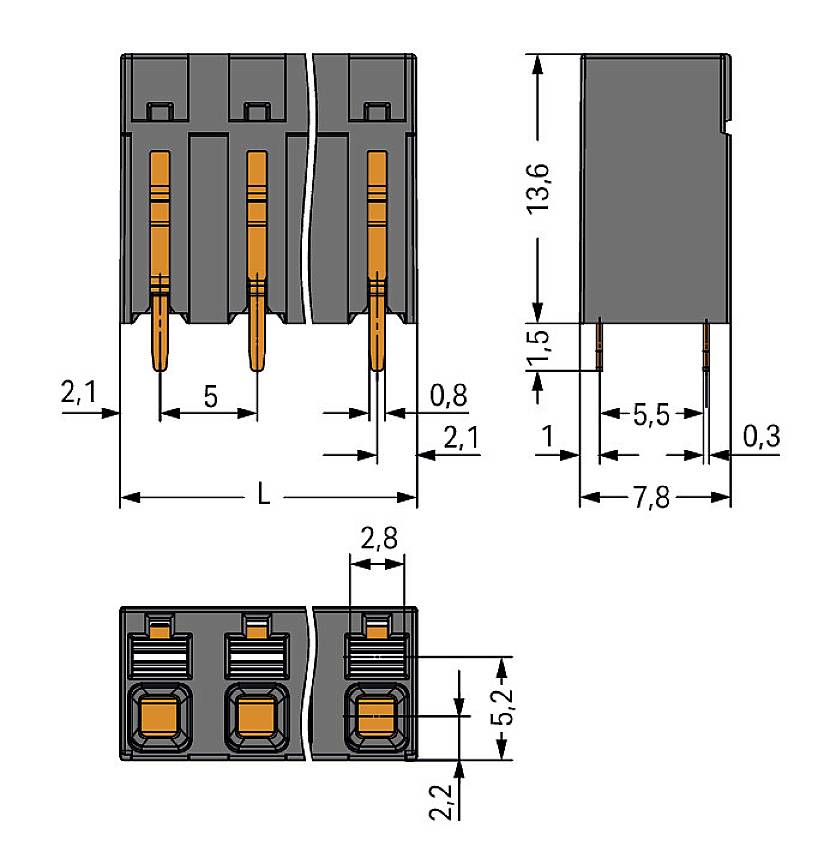 WAGO 2086-3122/300-000 Printklemme 1.50mm² Polzahl 2 Schwarz