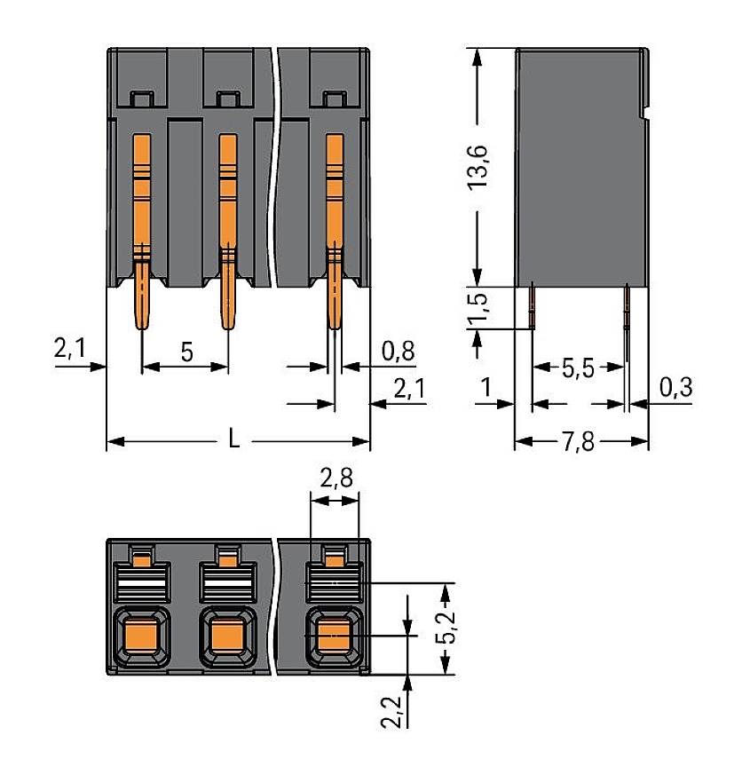 WAGO 2086-3127/300-000 Printklemme 1.50mm² Polzahl 7 Schwarz 96St.