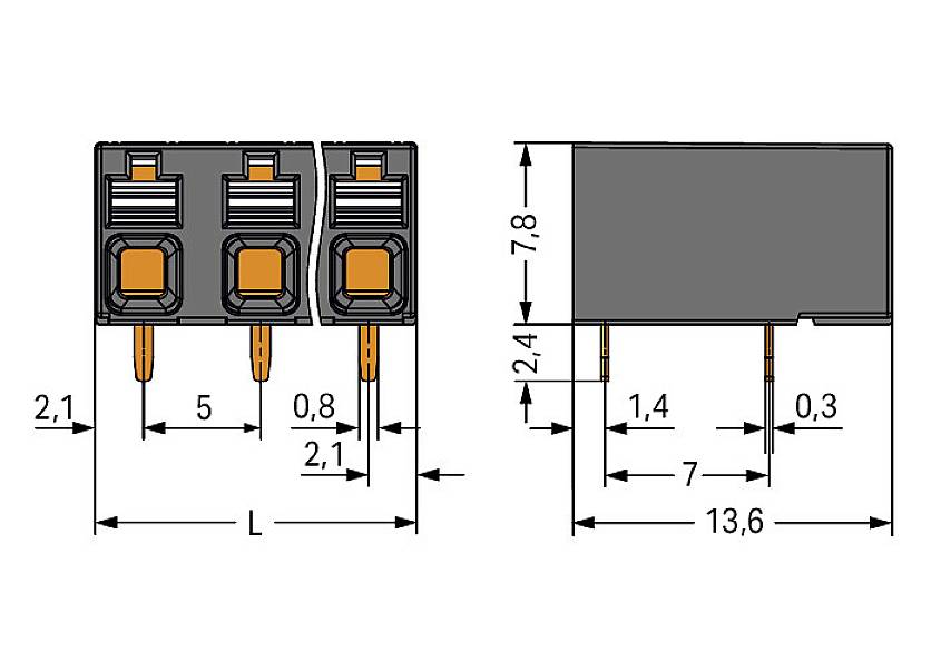 WAGO 2086-3222 Printklemme 1.50mm² Polzahl 2 Schwarz