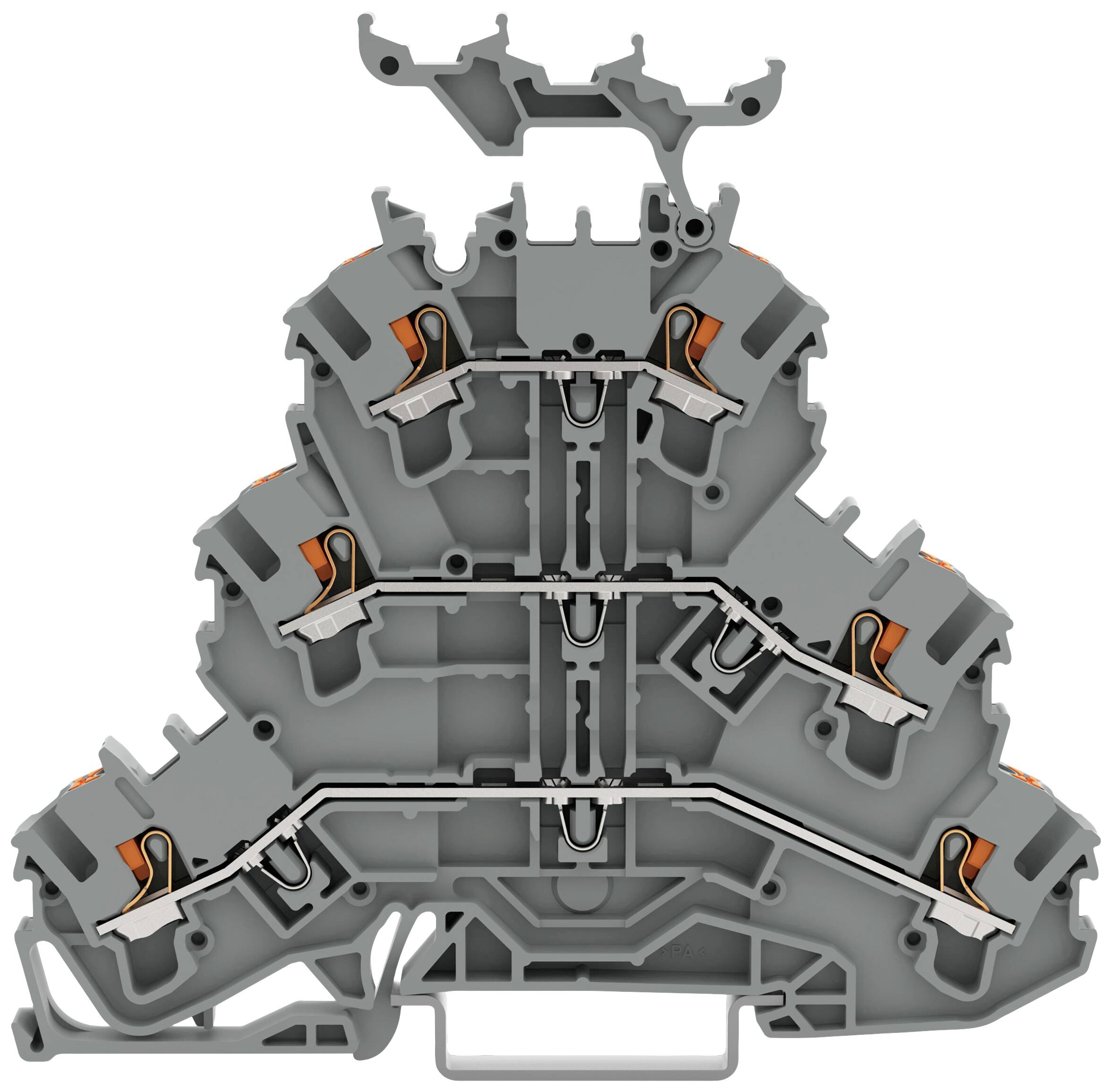 WAGO 2202-3231 Dreistock-Durchgangsklemme Käfigzugfederanschluss Grau 50St.