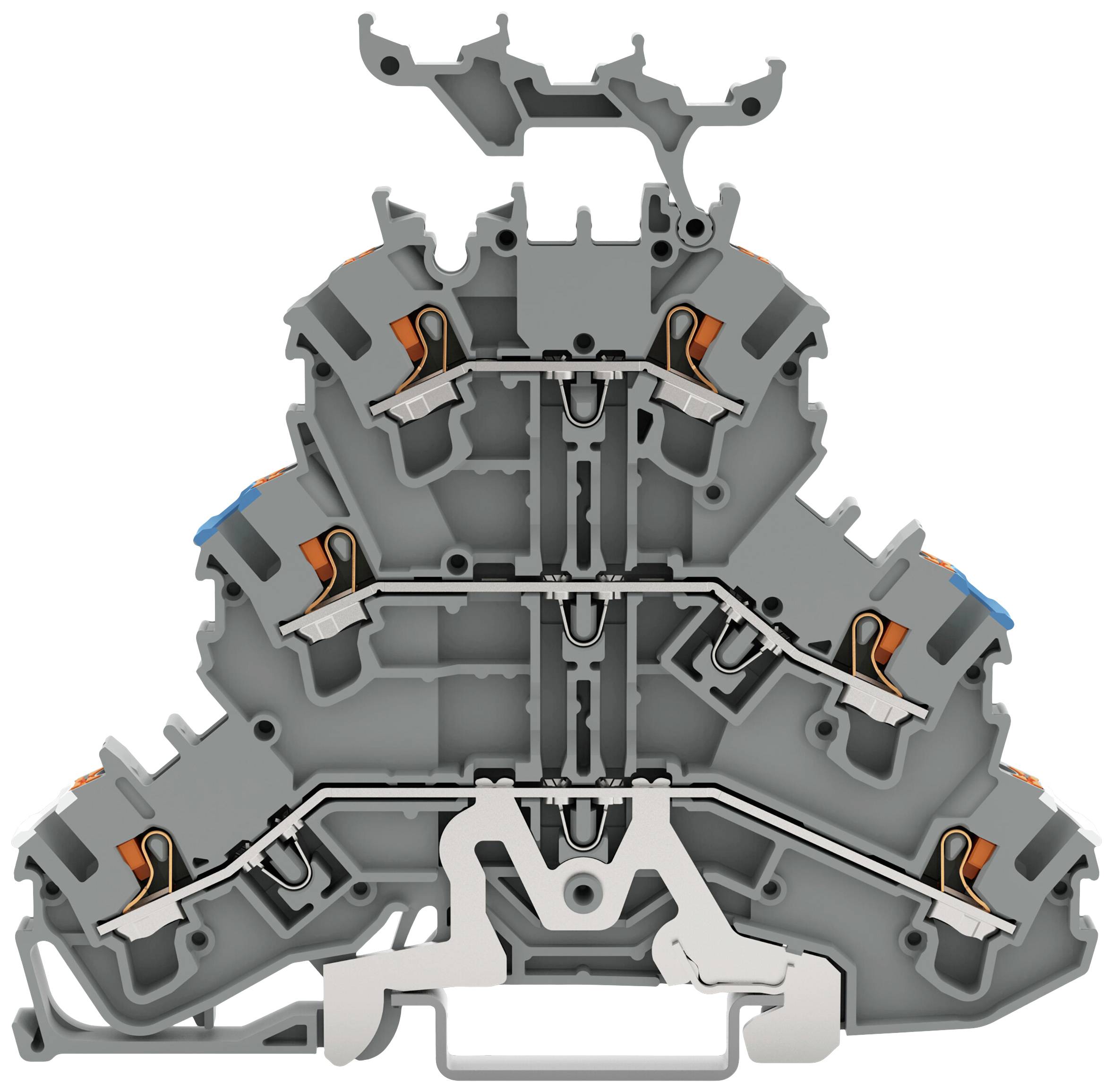 WAGO 2202-3248 Dreistock-Durchgangsklemme Käfigzugfederanschluss Grau 50St.