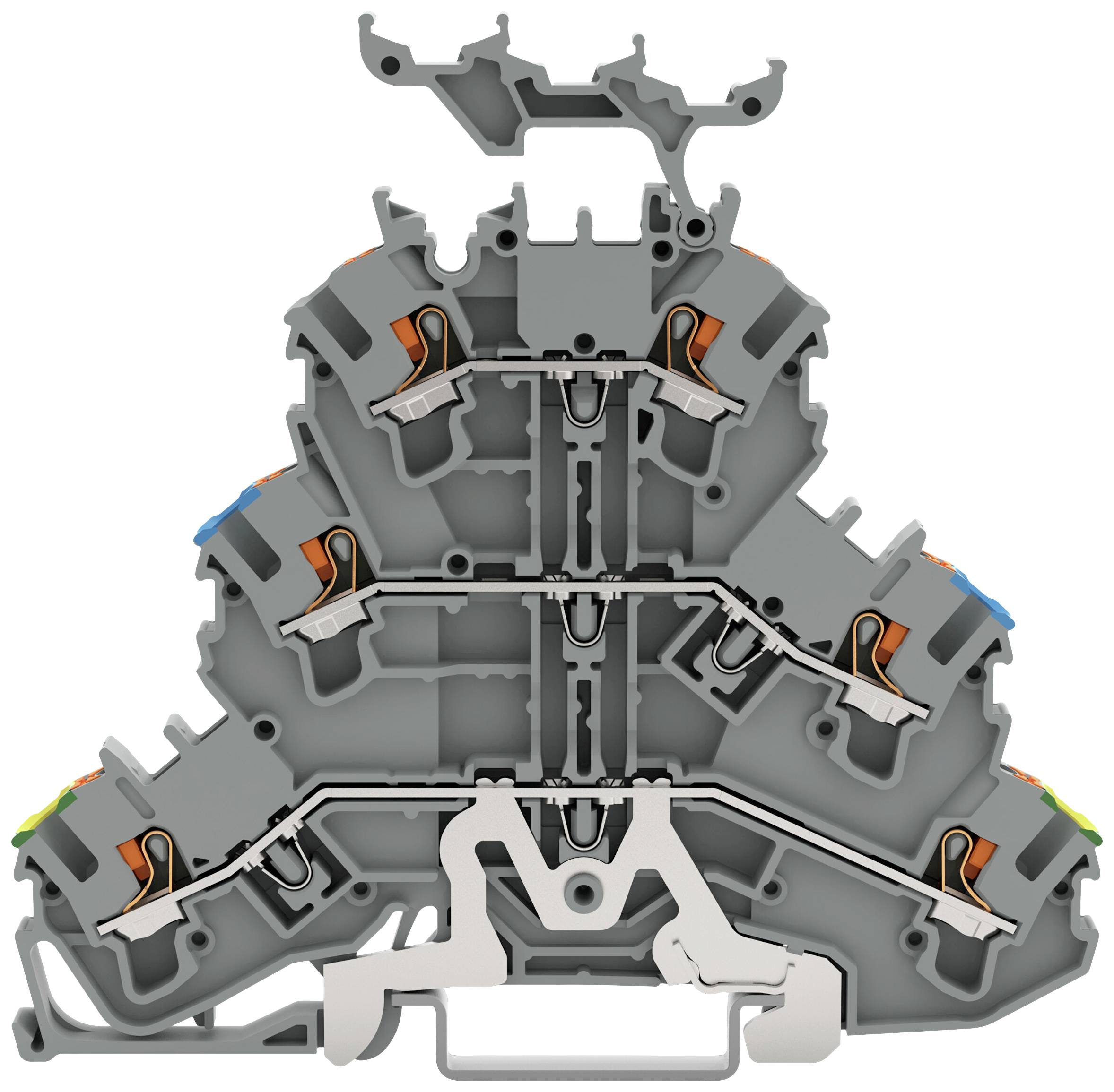 WAGO 2202-3257 Dreistock-Durchgangsklemme Käfigzugfederanschluss Grau 50St.