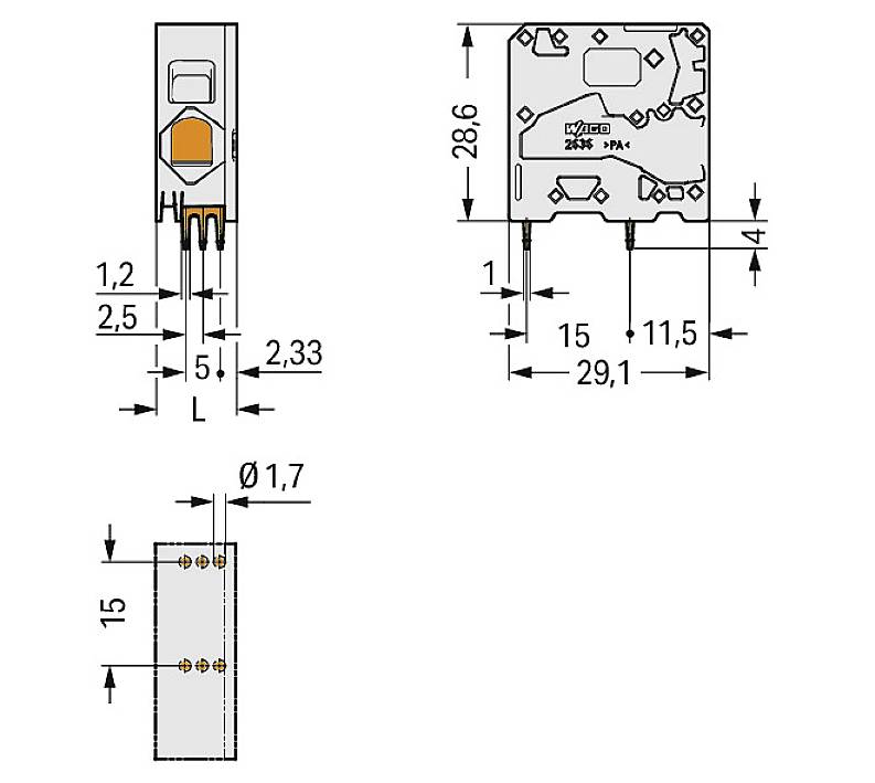 WAGO 2636-1101/000-004 Printklemme 25mm² Polzahl 1 Schwarz 100St.