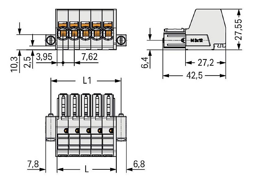 WAGO Buchsengehäuse-Kabel Rastermaß: 7.62mm 831-3102/107-000 24St.