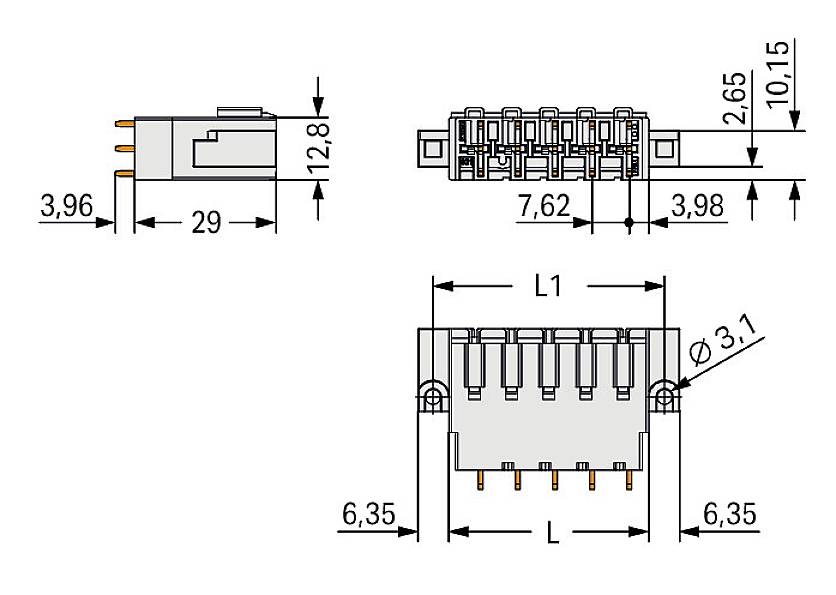 WAGO Stiftleiste (Standard) Polzahl Gesamt 3 Rastermaß: 7.62mm 831-3603/108-000 24St.
