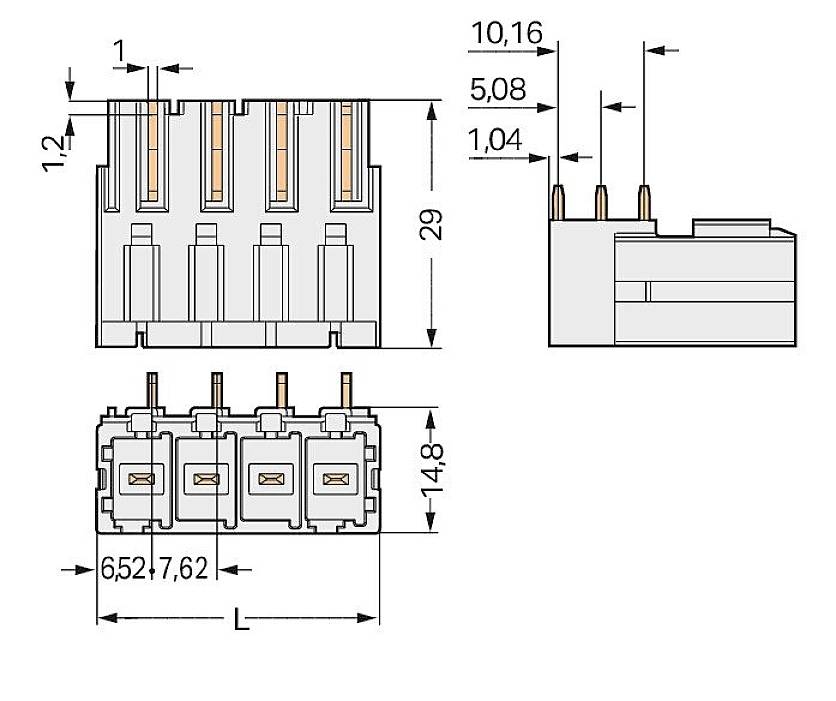 WAGO Stiftleiste (Standard) Polzahl Gesamt 5 Rastermaß: 7.62mm 831-3645 24St.