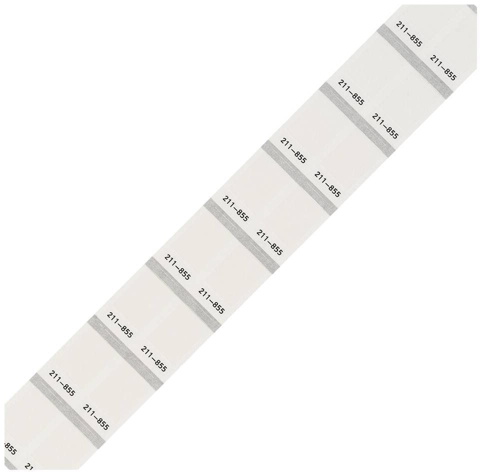 Ein langer, schmaler Papierstreifen mit identischen grauen und weißen Abschnitten, auf denen jeweils '211-955' aufgedruckt ist.