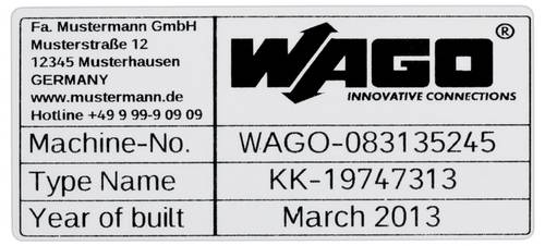 WAGO 210-802 210-802 Etiketten für Thermotransferdrucker Beschriftungsfläche: 70 x 33 mm Silber Anz