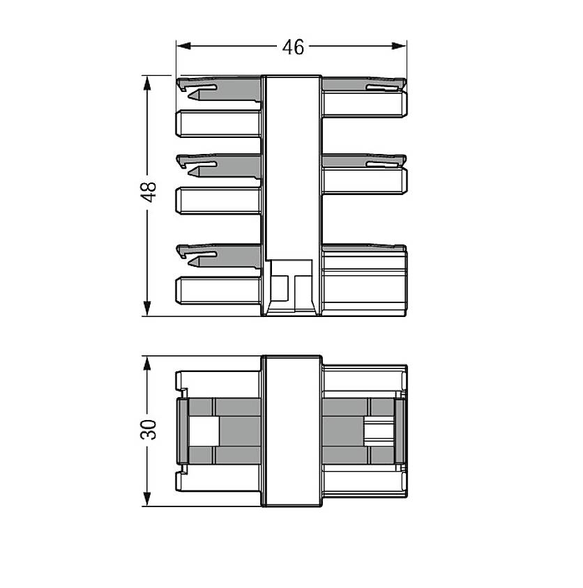 WAGO 770-608 Steckverbinder WINSTA MIDI Stecker, gerade Gesamtpolzahl: 3 25A Schwarz 25St.