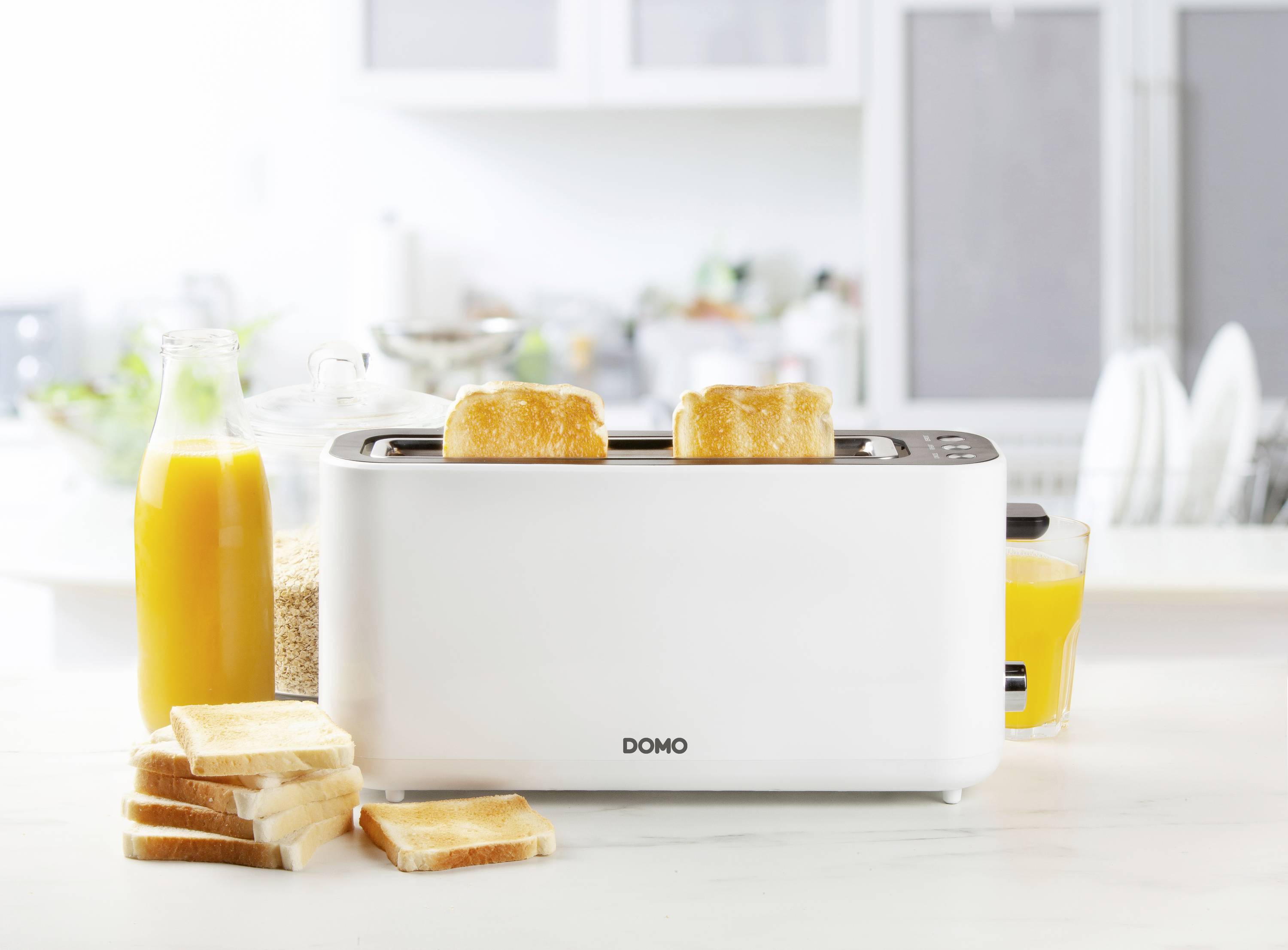 DOMO DO962T Toaster stufenloser Temperaturregler, Cool-Touch-Gehäuse Weiß