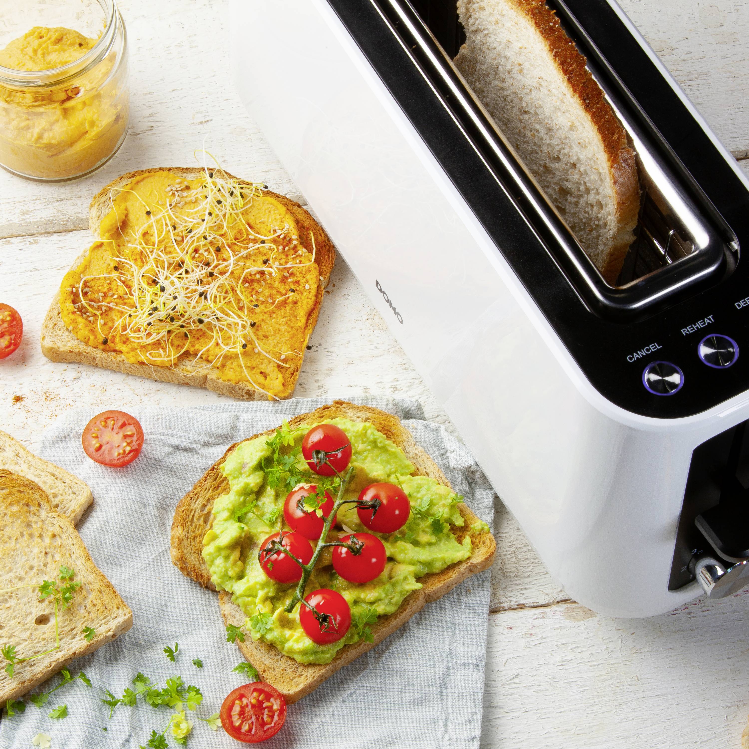 DOMO DO962T Toaster stufenloser Temperaturregler, Cool-Touch-Gehäuse Weiß