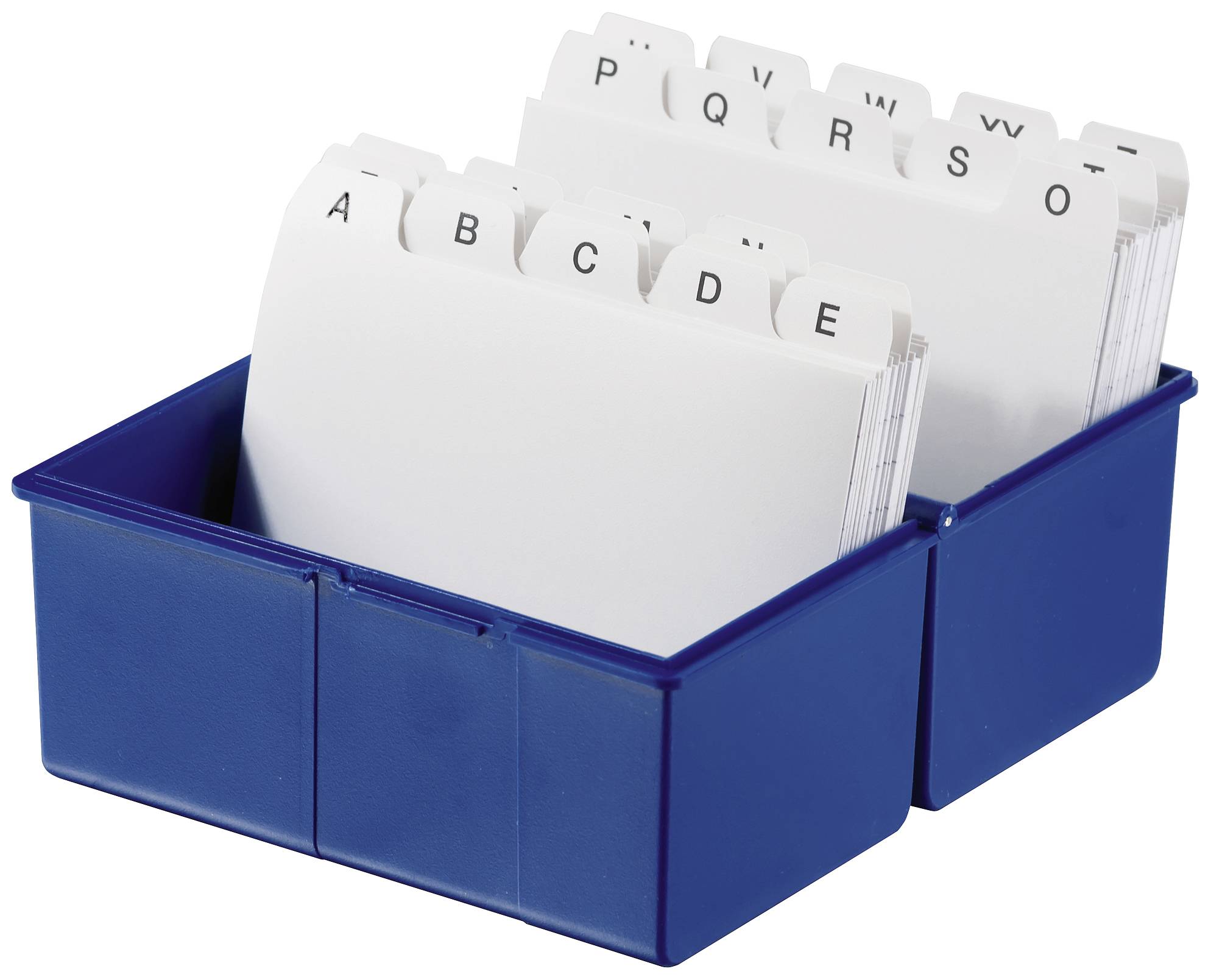 HAN 977-K-14 Karteibox Blau max. Anzahl der Karten: 300 Karten DIN A7 quer Deckel als zusätzlicher Trog nutzbar, inkl. 100 linierten Karten