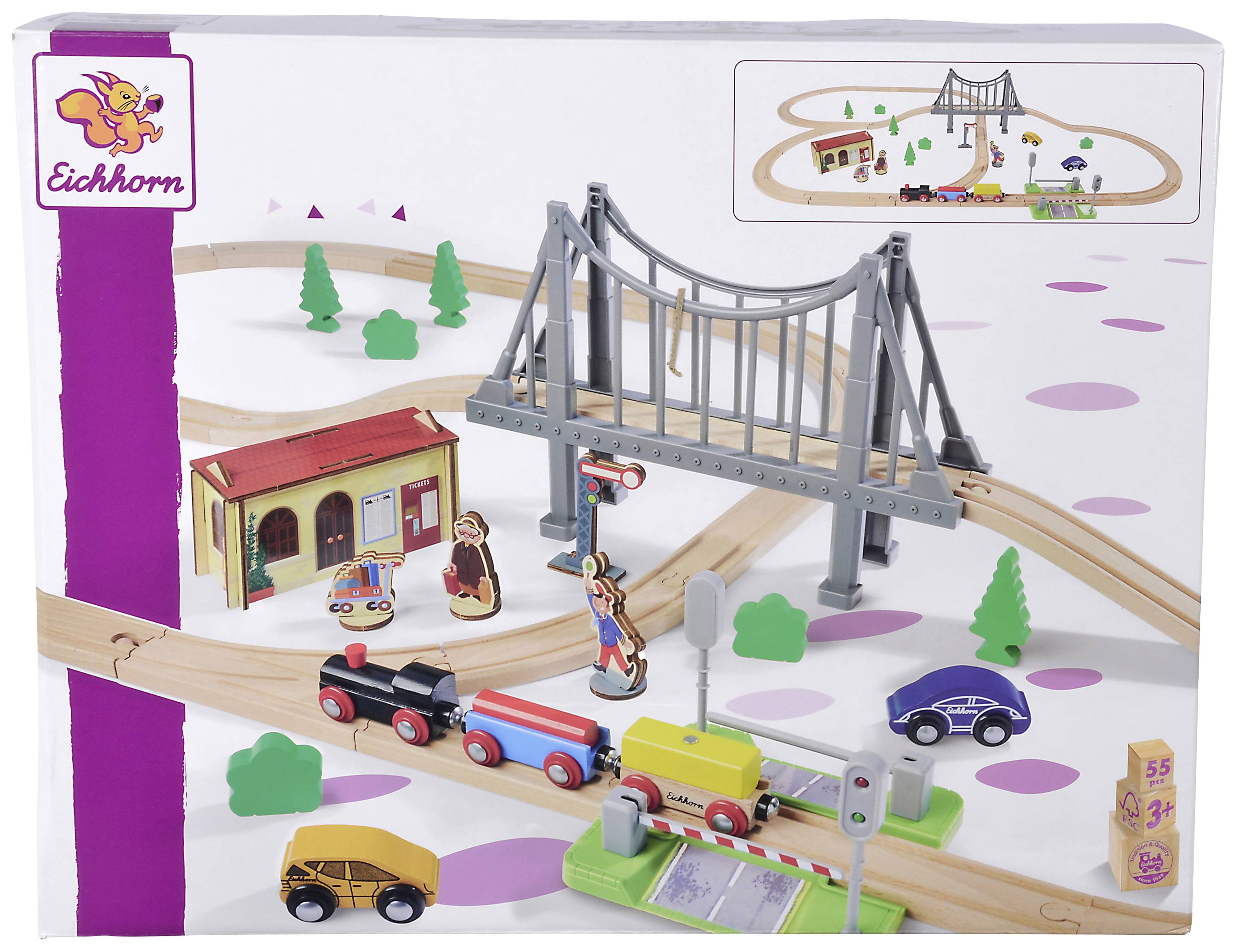 Eichhorn Bahn, Bahnset mit Brücke 55-tlg. 100006204
