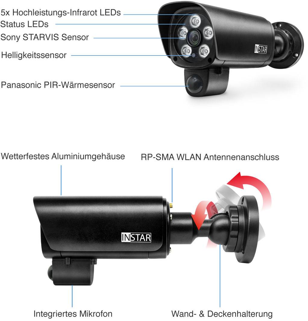 INSTAR IN-9408 2K+ LAN/WLAN schw. 101664 WLAN IP Überwachungskamera 2560 x 1440 Pixel