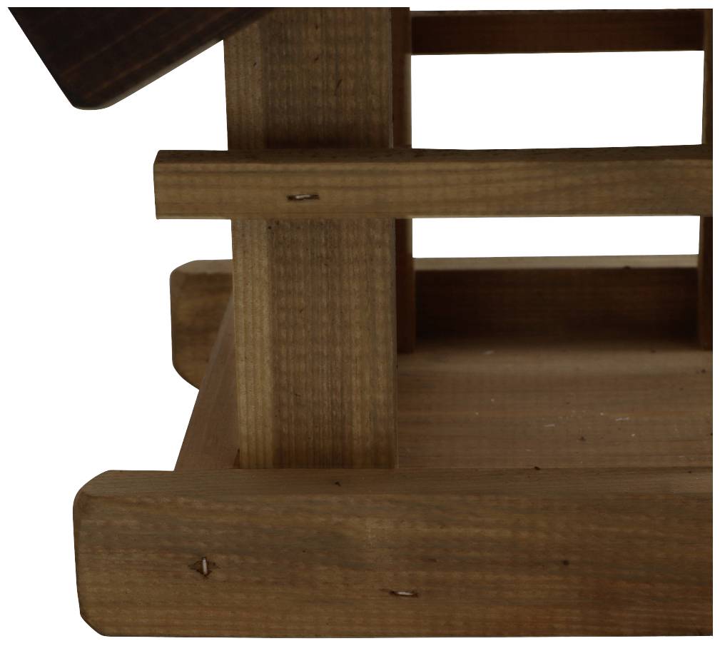 Holzvogelhaus mit klaren Linien und einfachem Design, geeignet für Gärten oder Balkone.