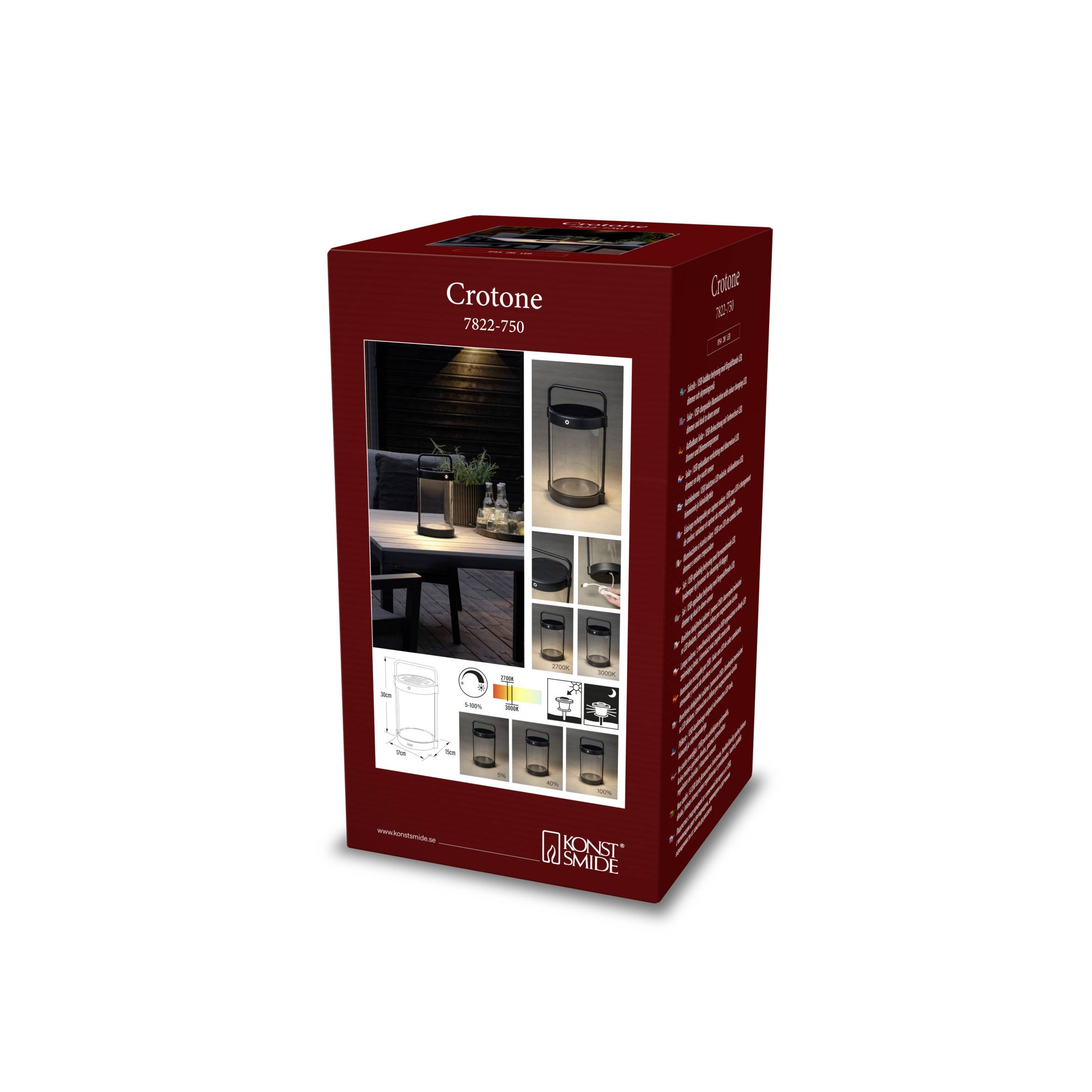 Konstsmide Crotone schwarz 7822-750 Solar-Außenwandleuchte LED 2W Schwarz