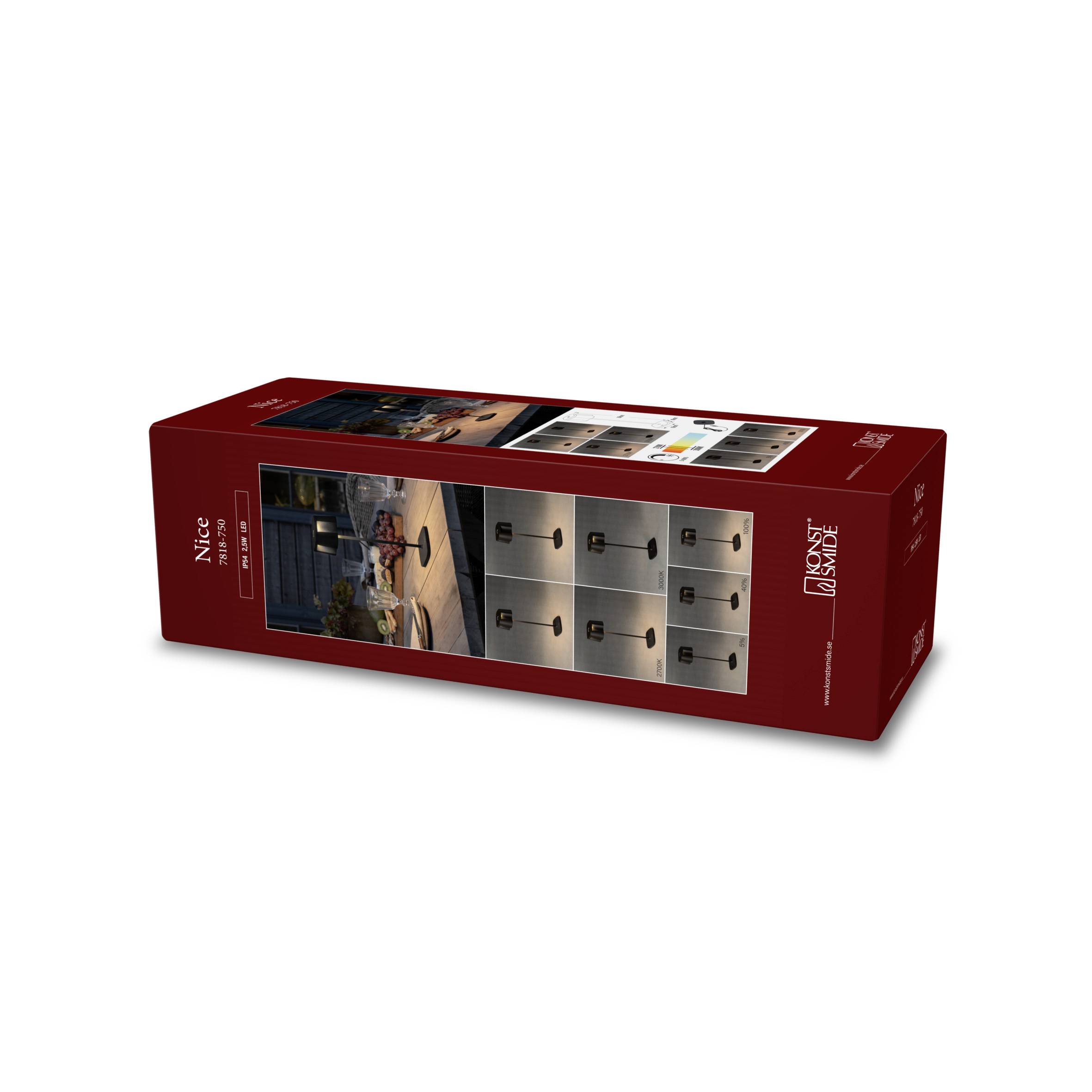 Konstsmide 7818-750 Nice schwarz LED-Außentischlampe 2.5W Warmweiß Schwarz