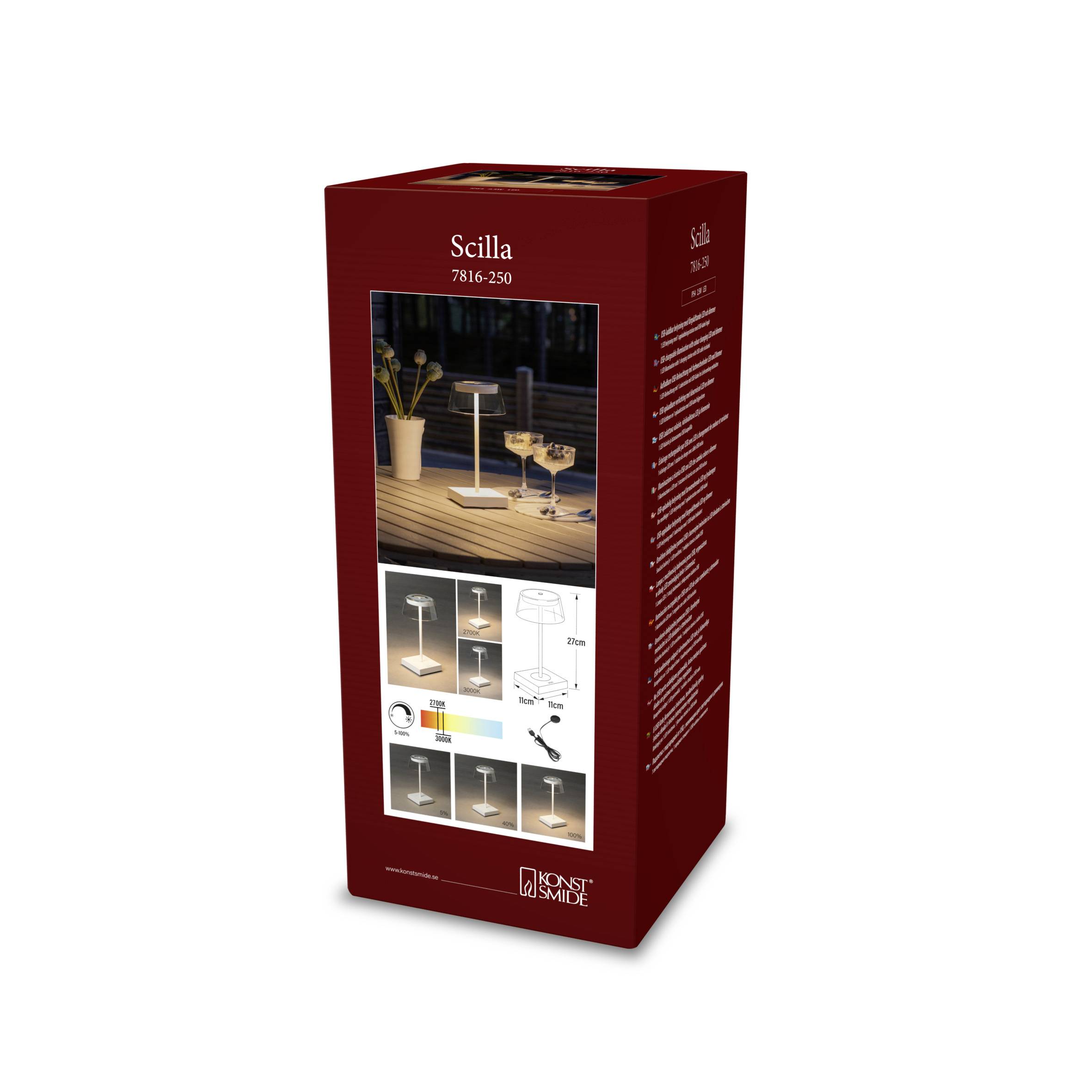 Konstsmide 7816-250 Scilla weiss LED-Außentischlampe 2.5W Warmweiß Weiß