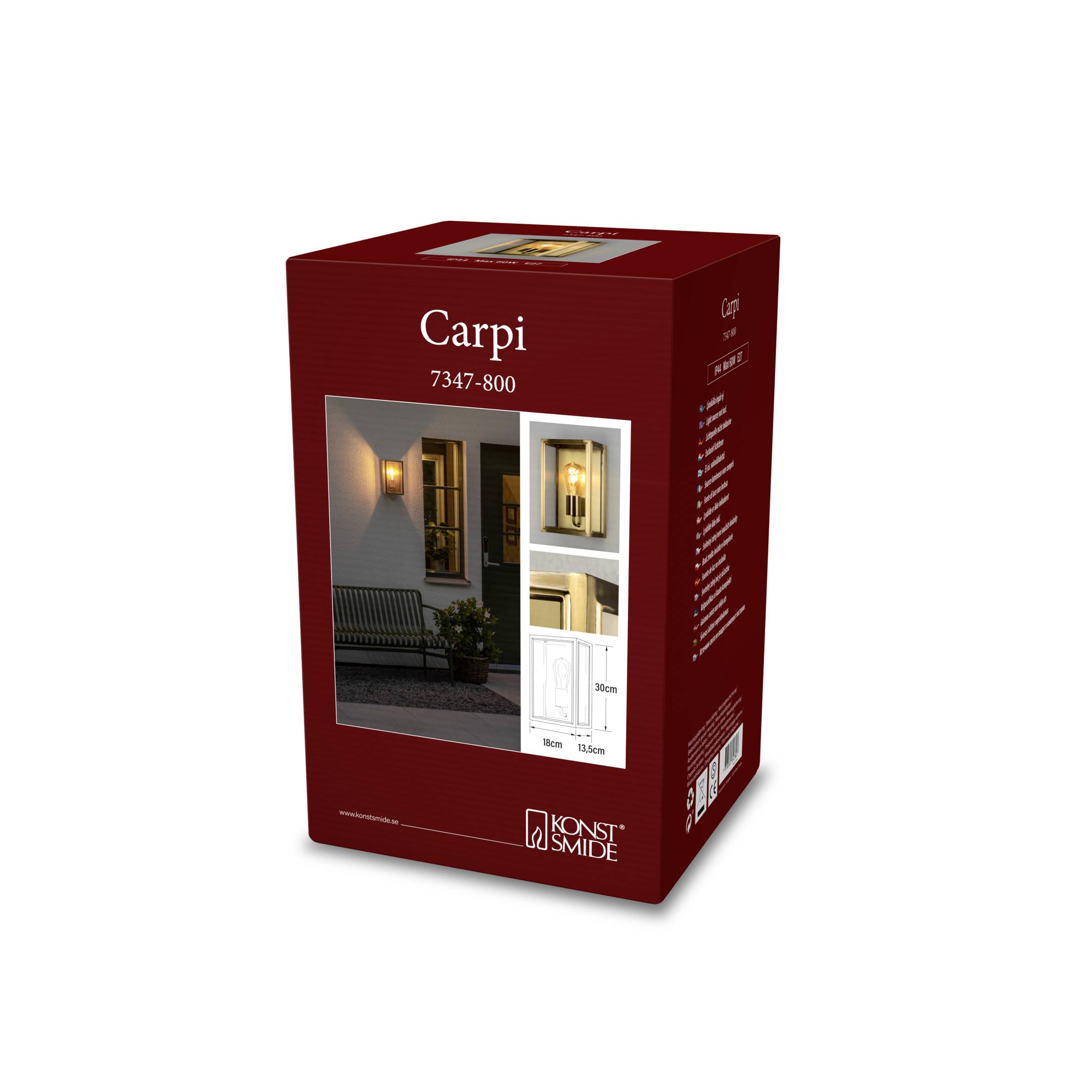 Konstsmide Carpi Messing 7347-800 Außenwandleuchte E27 Messing