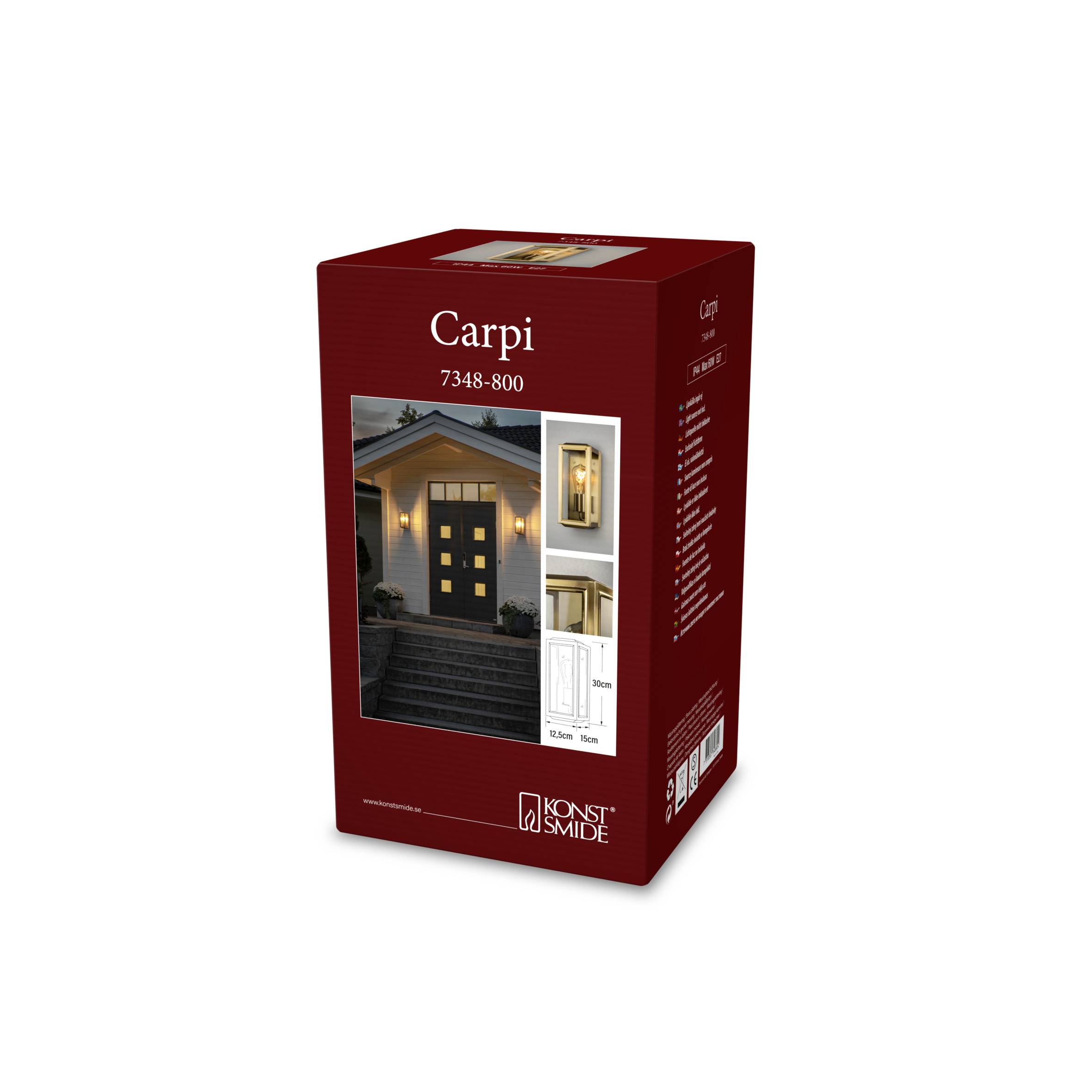 Konstsmide Carpi Messing 7348-800 Außenwandleuchte E27 Messing