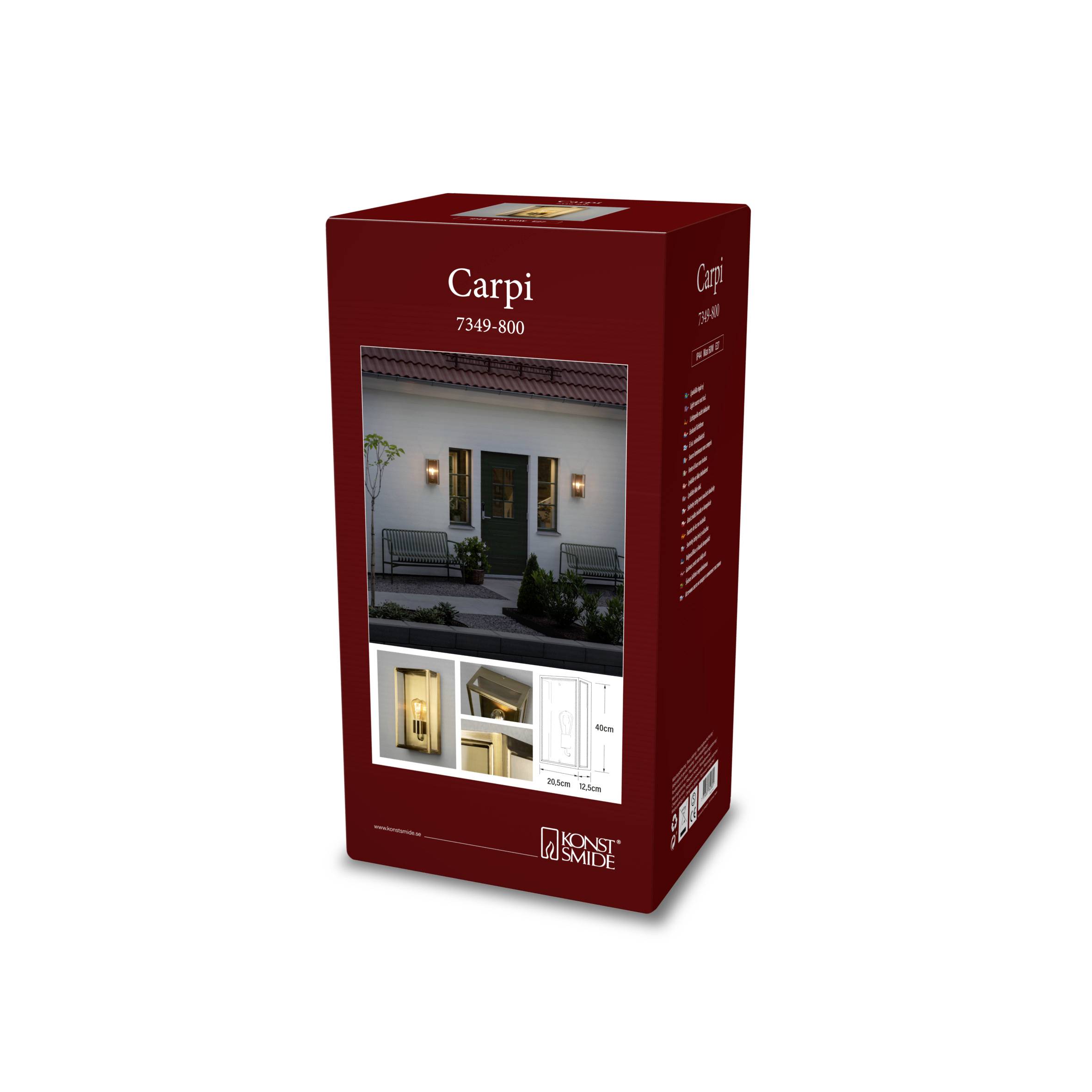 Konstsmide Carpi Messing 7349-800 Außenwandleuchte E27 Messing