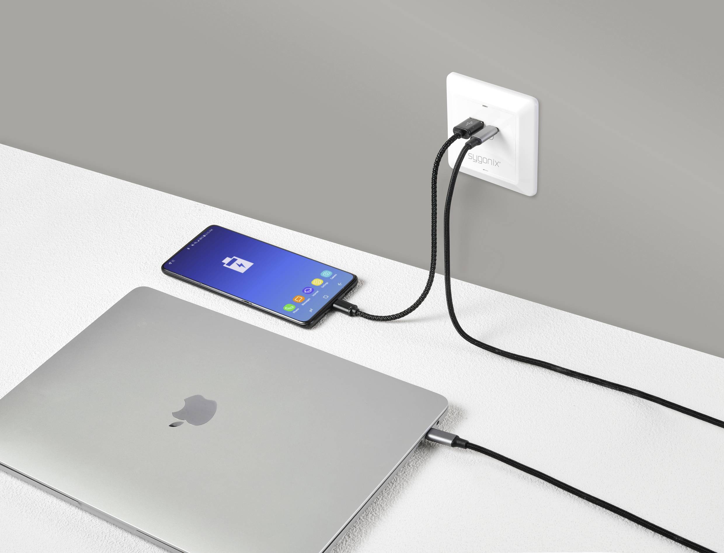 Sygonix SY-5251910 USB-Ladesteckdose Überspannungsschutz, mit USB-C®, mit USB-Ladeausgang Weiß