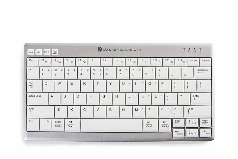 BakkerElkhuizen Ultraboard 950 Kabellos Tastatur US-Englisch, QWERTY Silber/Weiß Wiederaufladbar