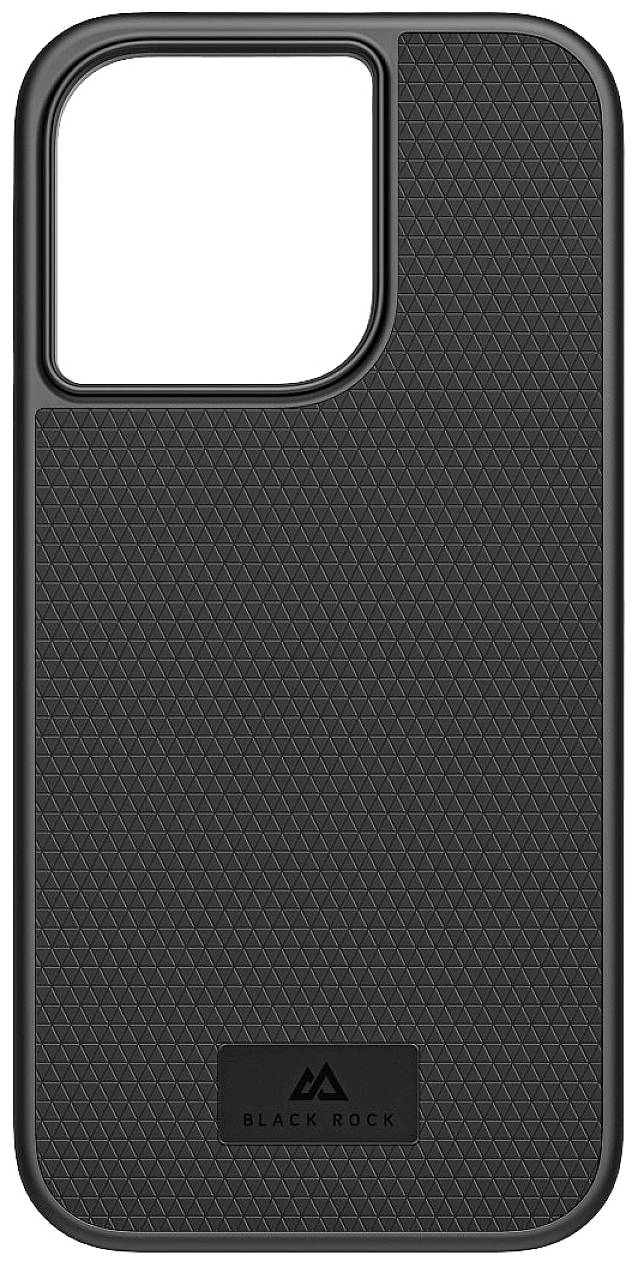 Luxuriöse schwarze Smartphone-Hülle mit strukturierter Oberfläche und Öffnung für die Kamera. Elegantes und schützendes Design.