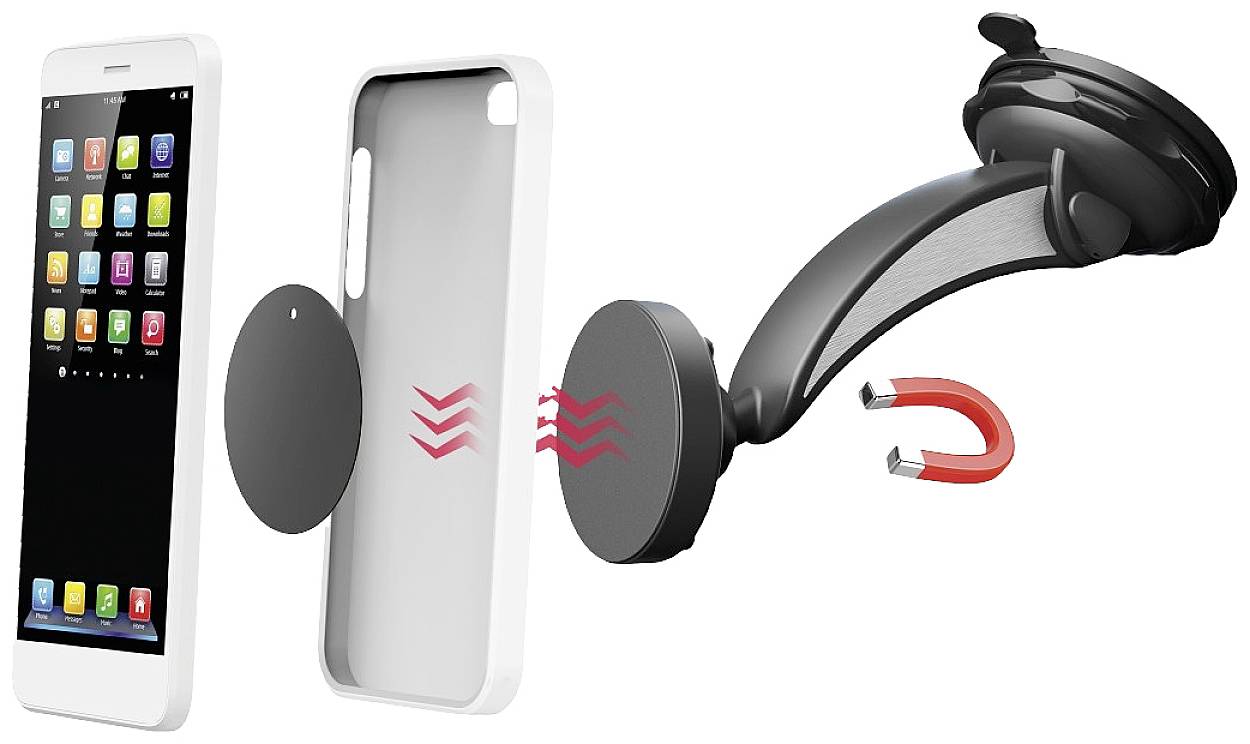 Hama Magnet Handy-Kfz-Halterung Saugnapf Magnetbefestigung, 360° drehbar