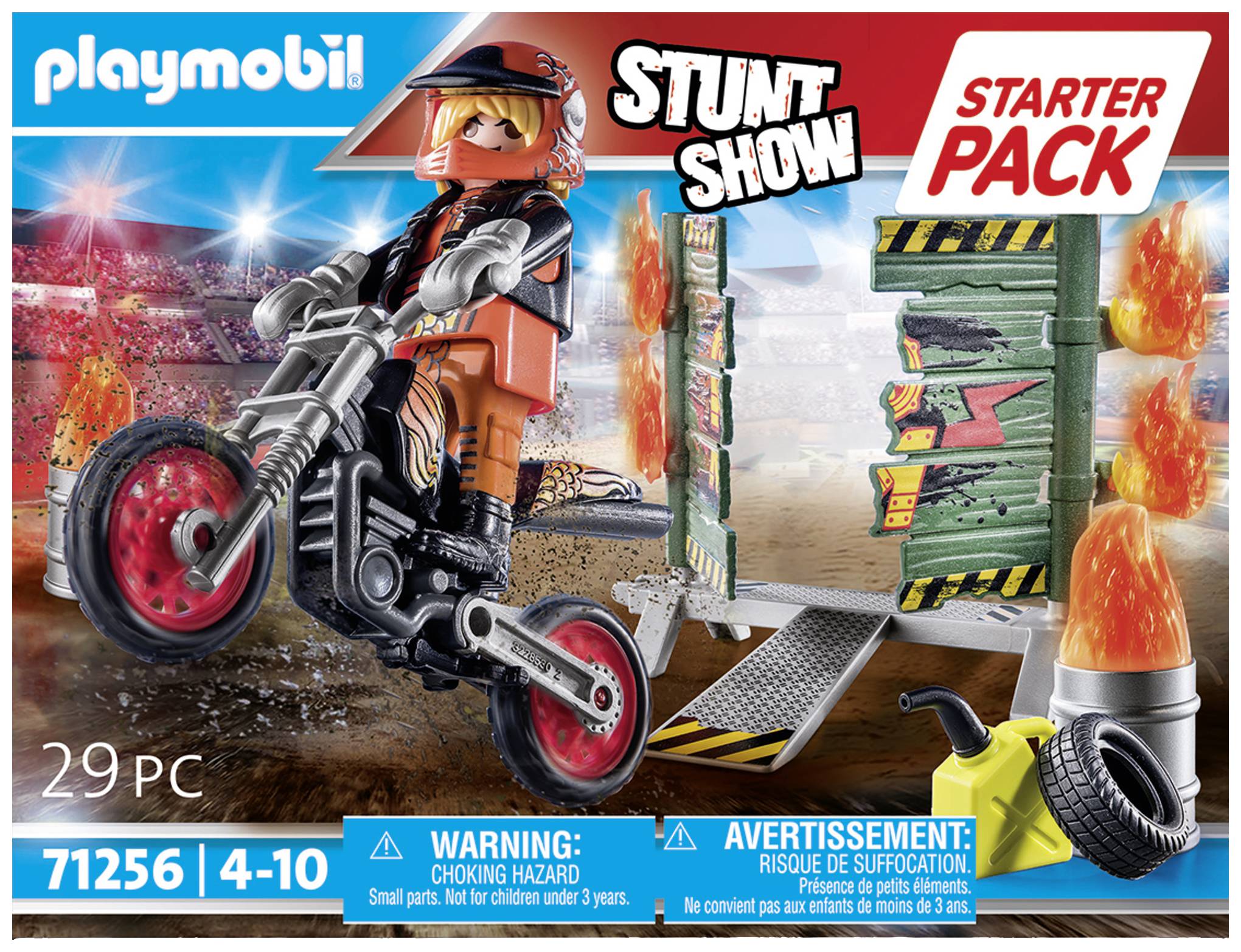 Playmobil® Stuntshow Starter Pack Stuntshow Motorrad mit Feuerwand 71256