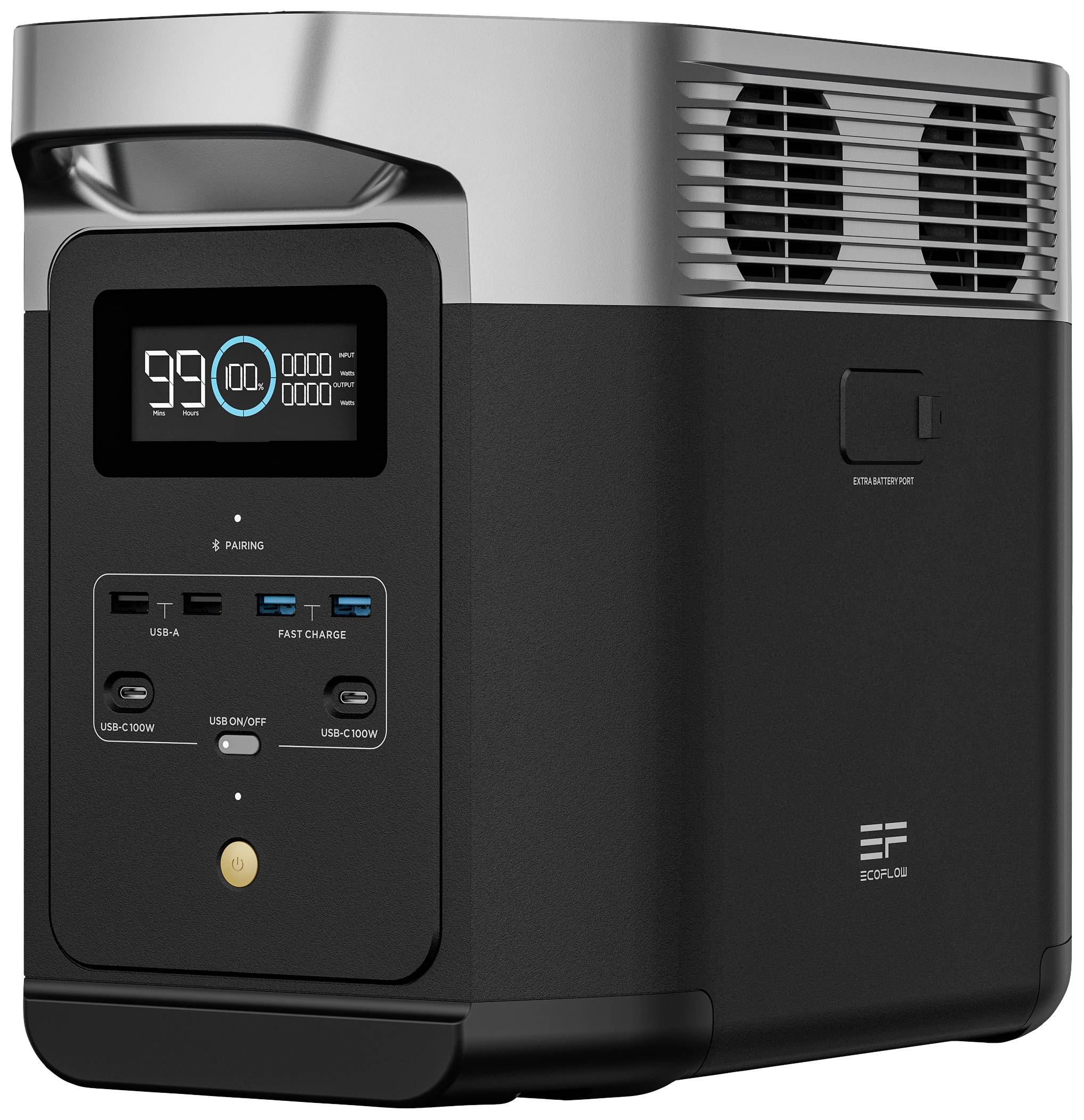 ECOFLOW Delta 2 Powerstation LiFePO 4 Schwarz mit Laderegler