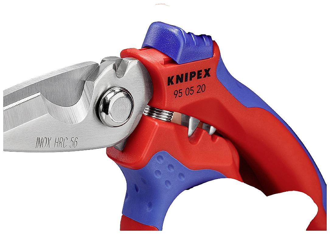 Knipex Gewinkelte Elektrikerschere mit Mehrkomponenten-Hüllen, glasfaserverstärkt 160 mm 95 05 20 SB