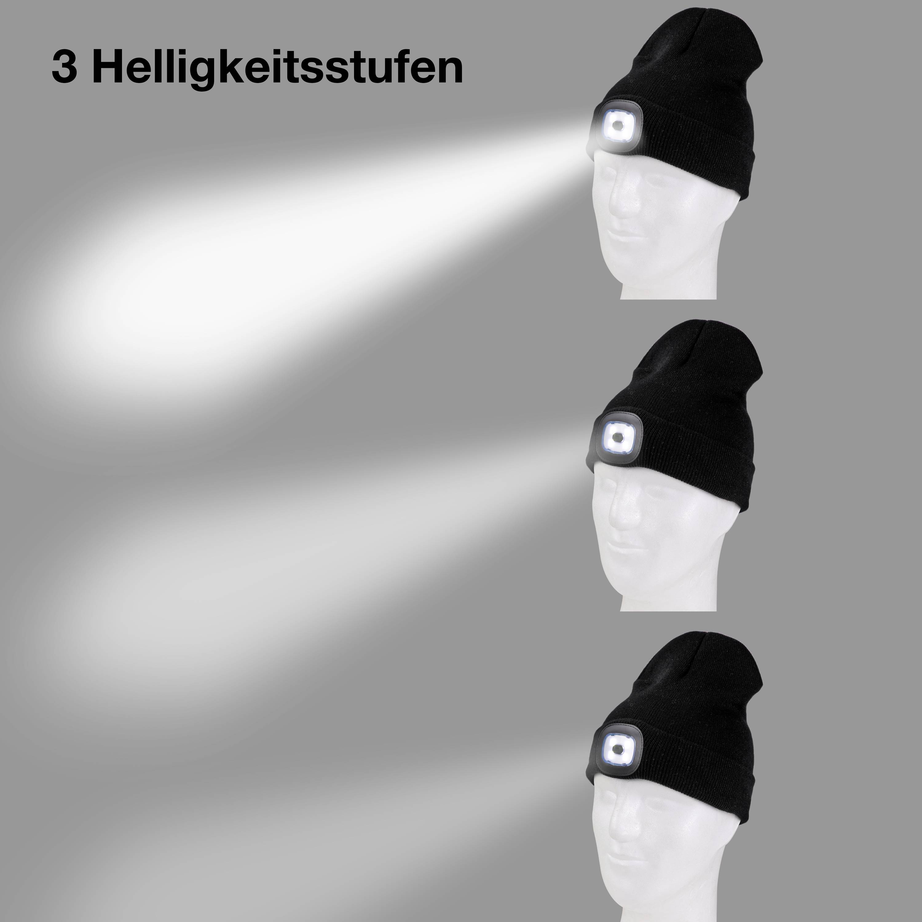 IWH Strickmütze LED Stirnlampe akkubetrieben 120lm 4h 040007