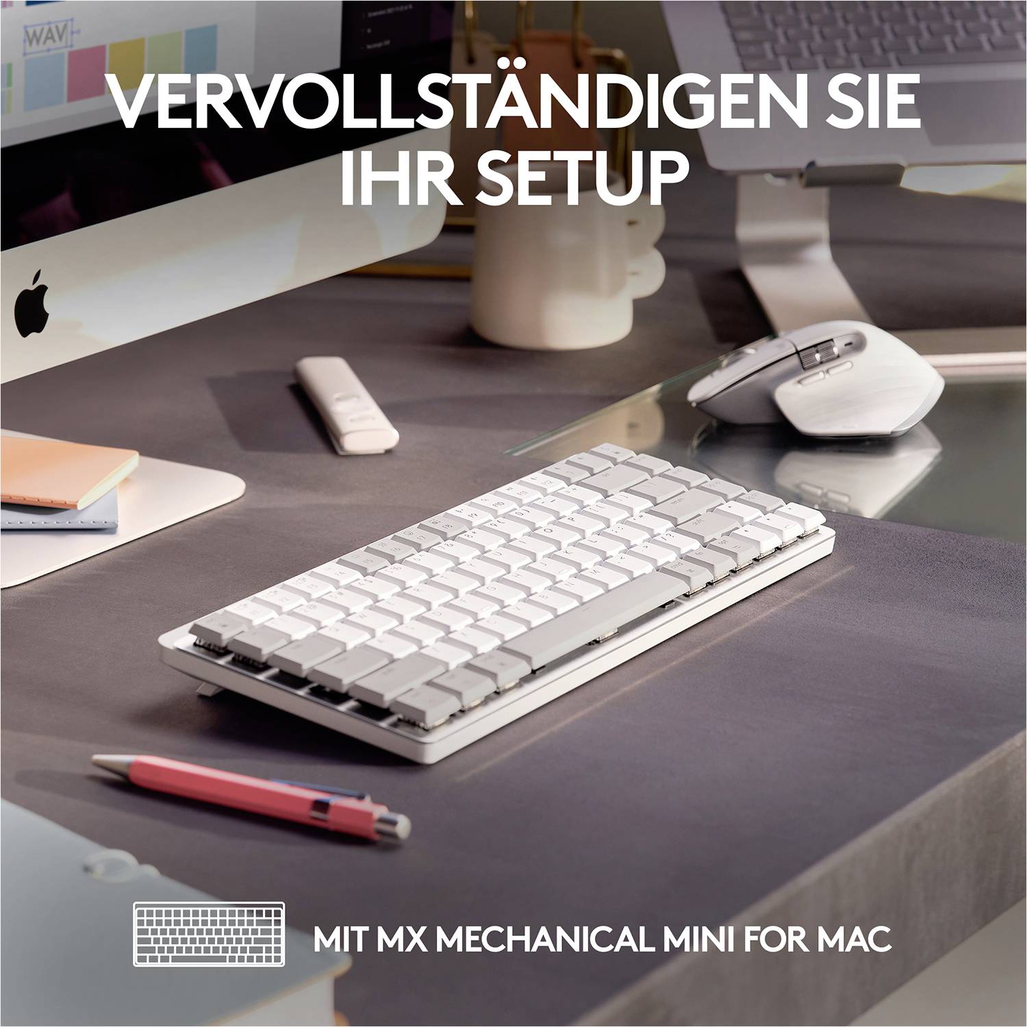 Logitech MX Master 3S For Mac Performance Maus Kabellos Laser Hellgrau 7 Tasten 8000 dpi Darkfield Laser Tracking, Intelligentes Scrollrad, Wiedera