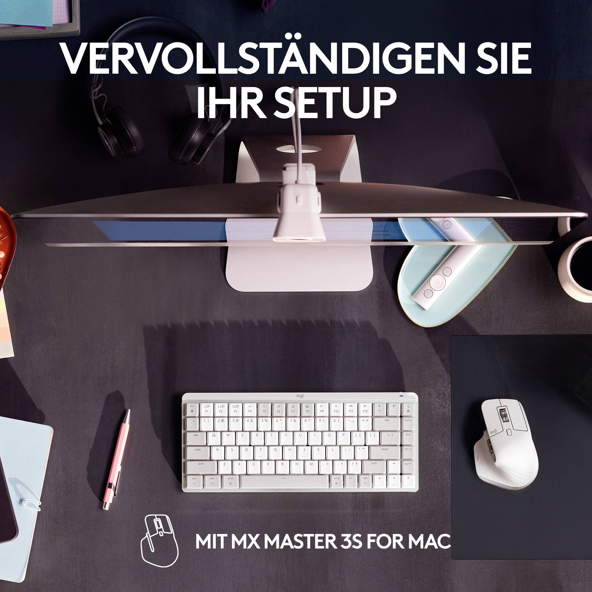 Logitech MX Mechanical Mini for Mac Minimalist Kabellos Tastatur Deutsch, QWERTZ, Mac Hellgrau Wiederaufladbar