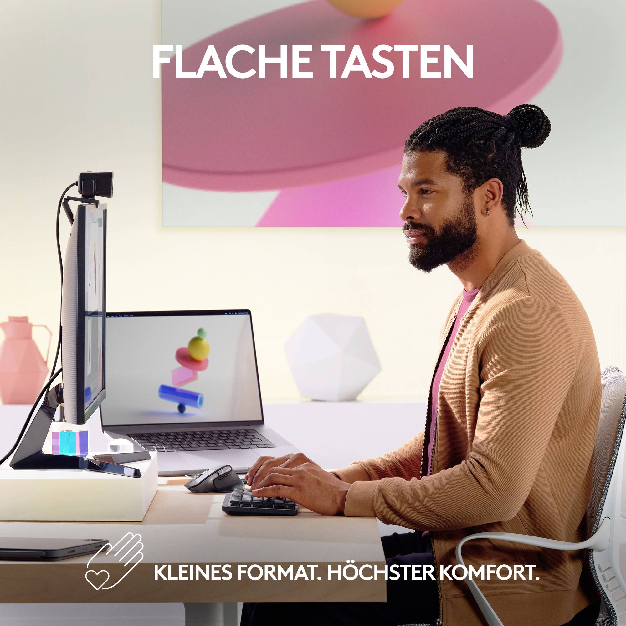 Logitech MX Mechanical Mini for Mac Minimalist Kabellos Tastatur Deutsch, QWERTZ, Mac Spacegrau Wiederaufladbar