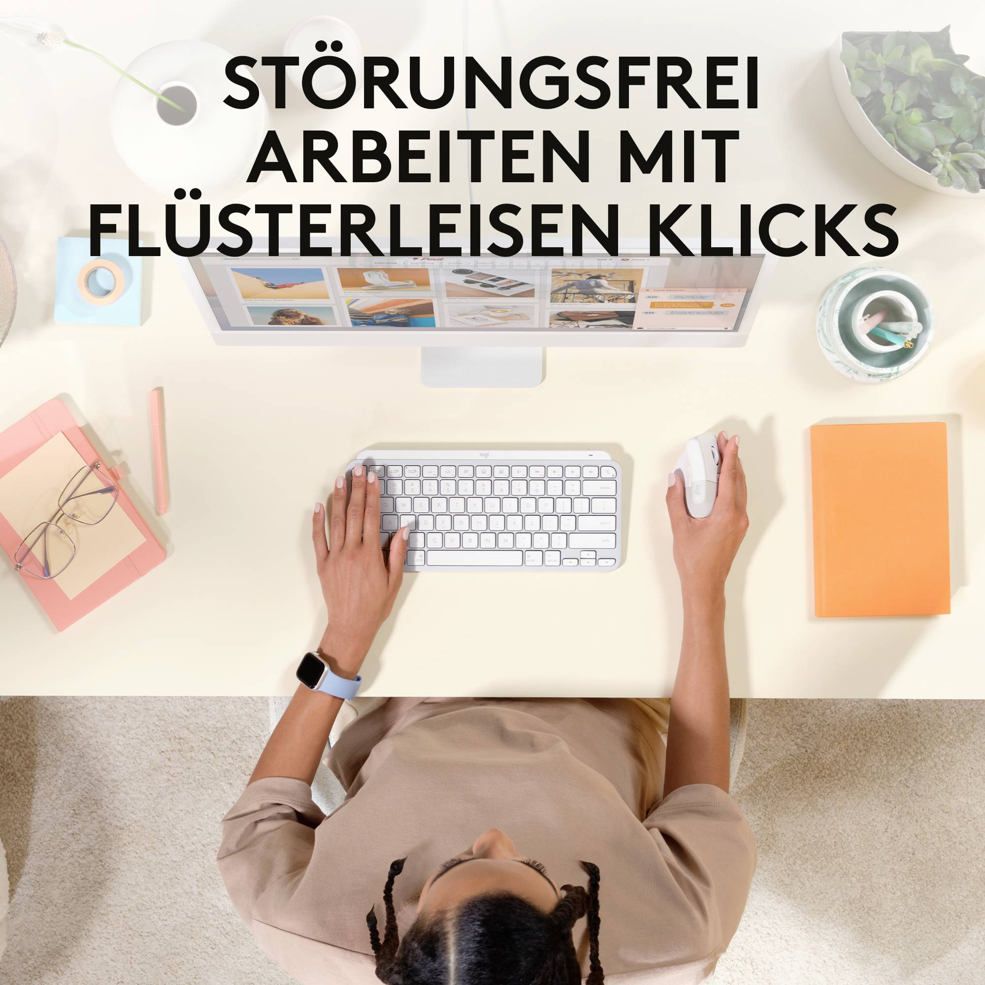 Logitech Lift for Mac Vertical Ergonomic Ergonomische Maus, Maus Kabellos Optisch Hellgrau 6 Tasten 4000 dpi Ergonomisch