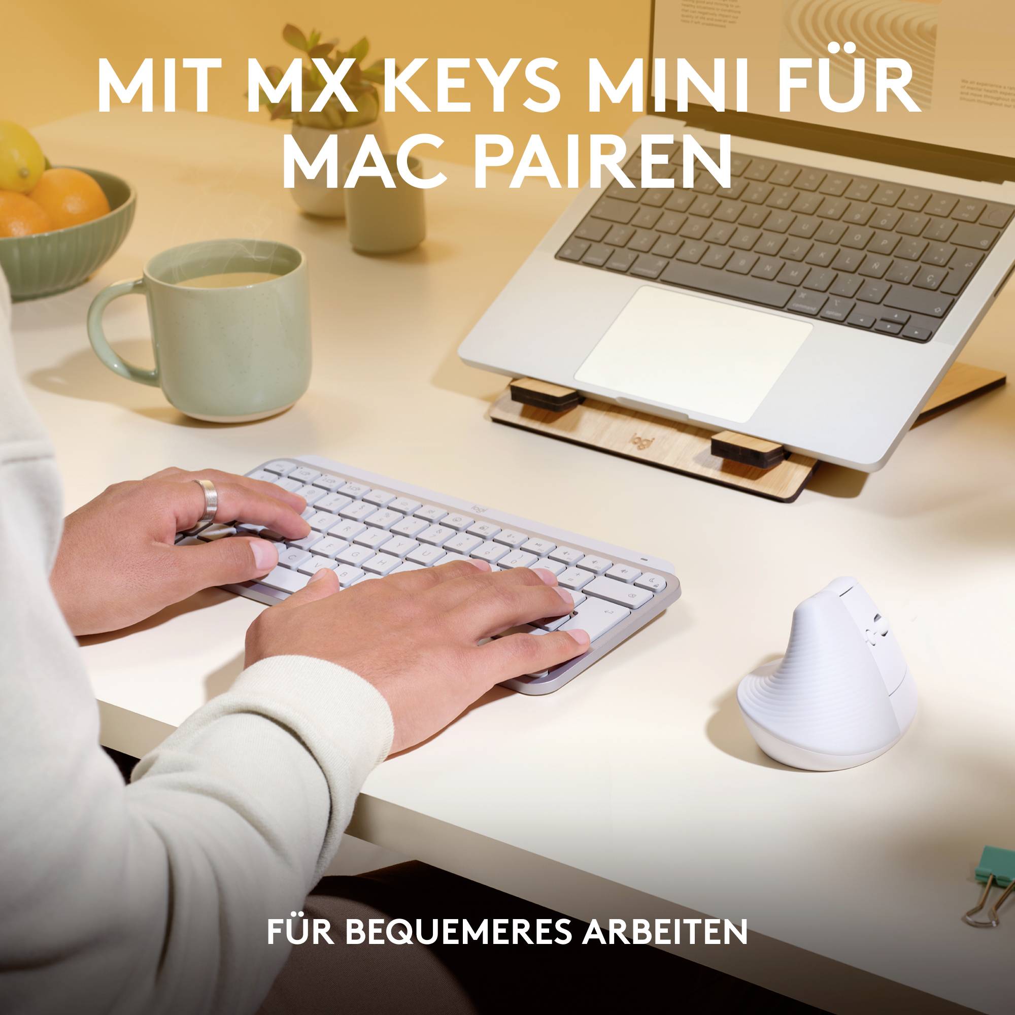 Logitech Lift for Mac Vertical Ergonomic Ergonomische Maus, Maus Kabellos Optisch Hellgrau 6 Tasten 4000 dpi Ergonomisch