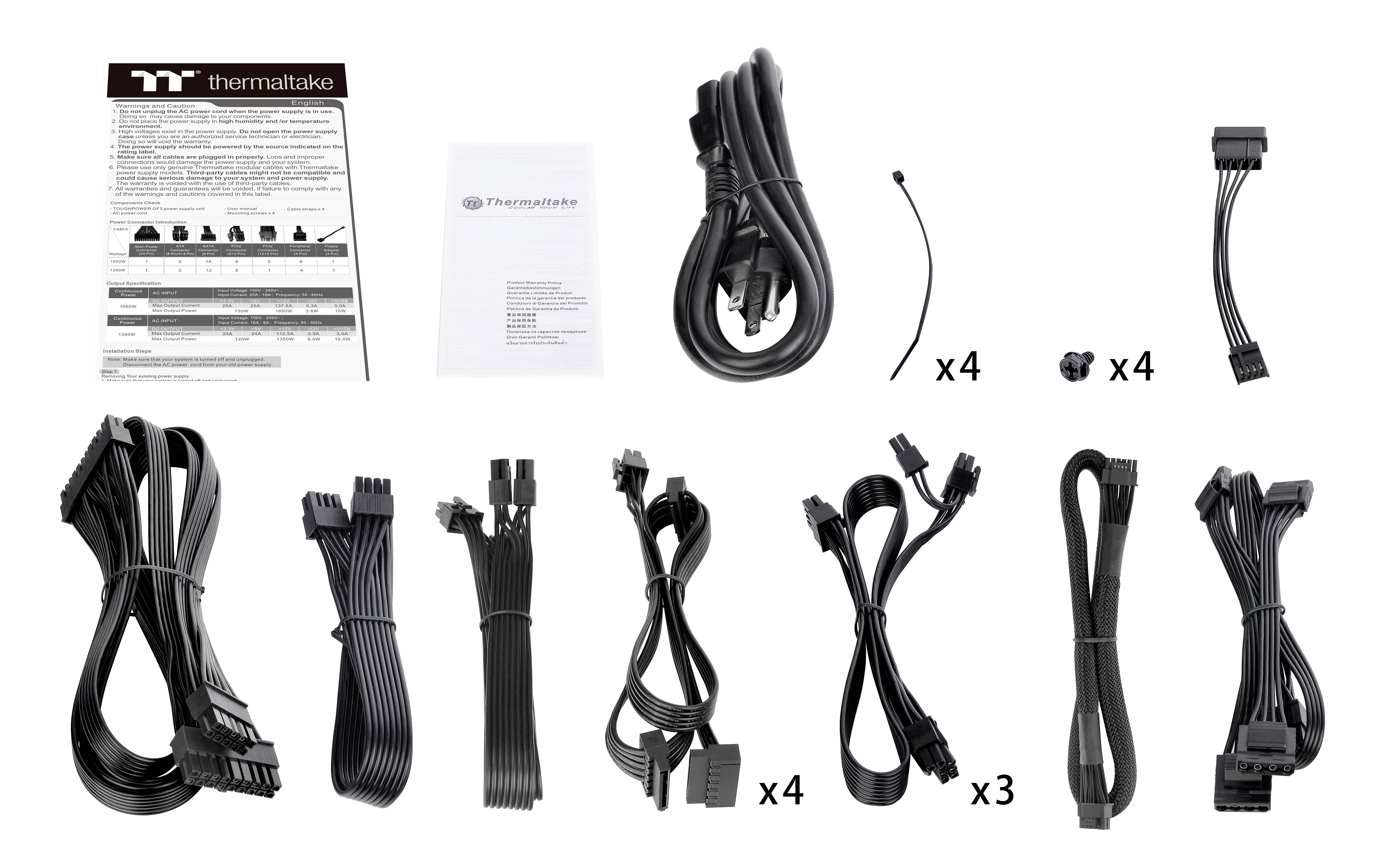 Thermaltake Toughpower GF3, 1350 W, 100 - 240 V, 50 - 60 Hz, Aktiv, 120 W, 1350 W