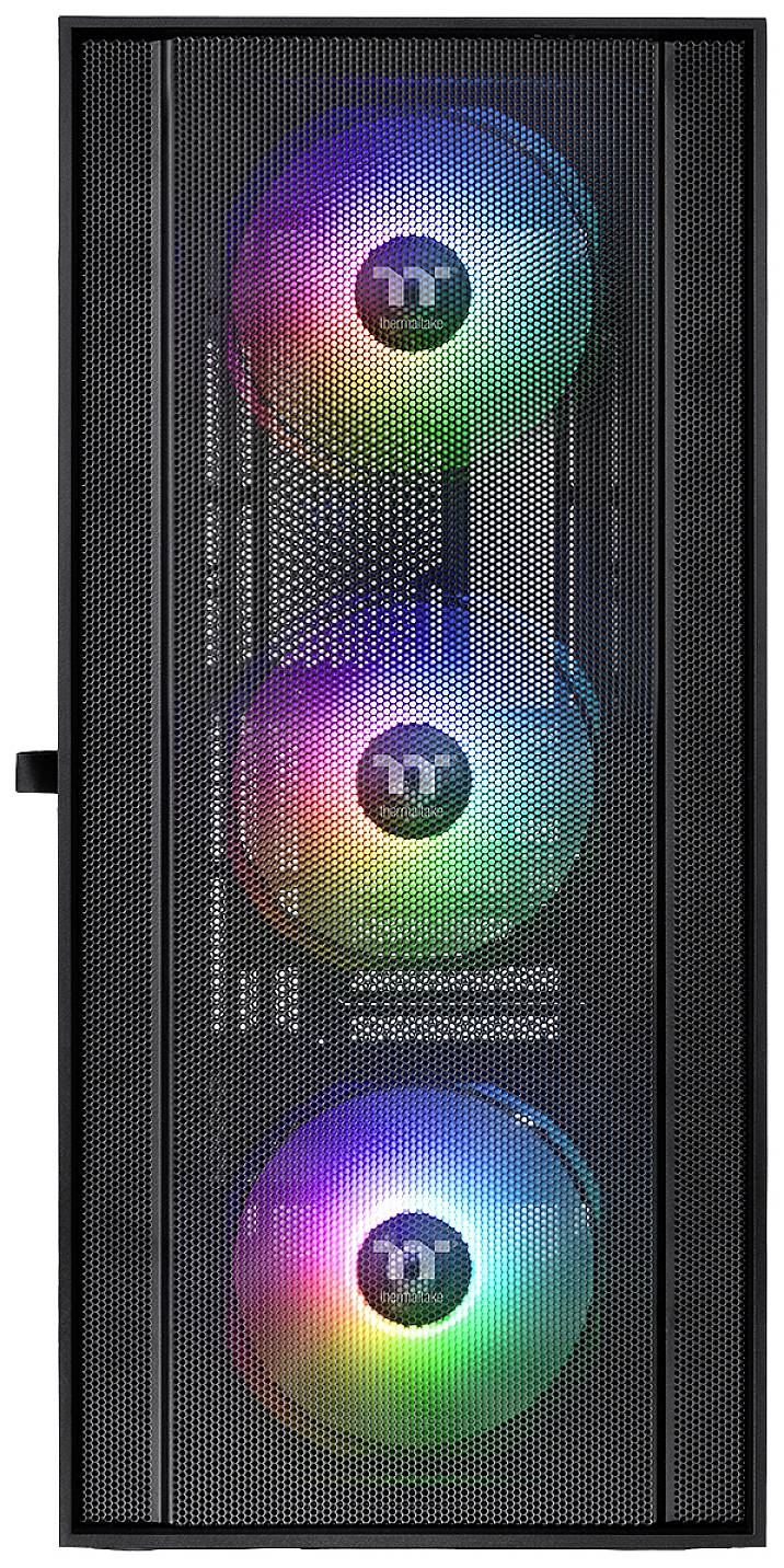 Thermaltake CA-1T9-00M1WN-01 Midi-Tower PC-Gehäuse Schwarz 3 Vorinstallierte LED Lüfter, LCS Kompatibel, Seitenfenster, Für DIY Wasserkühlung gee