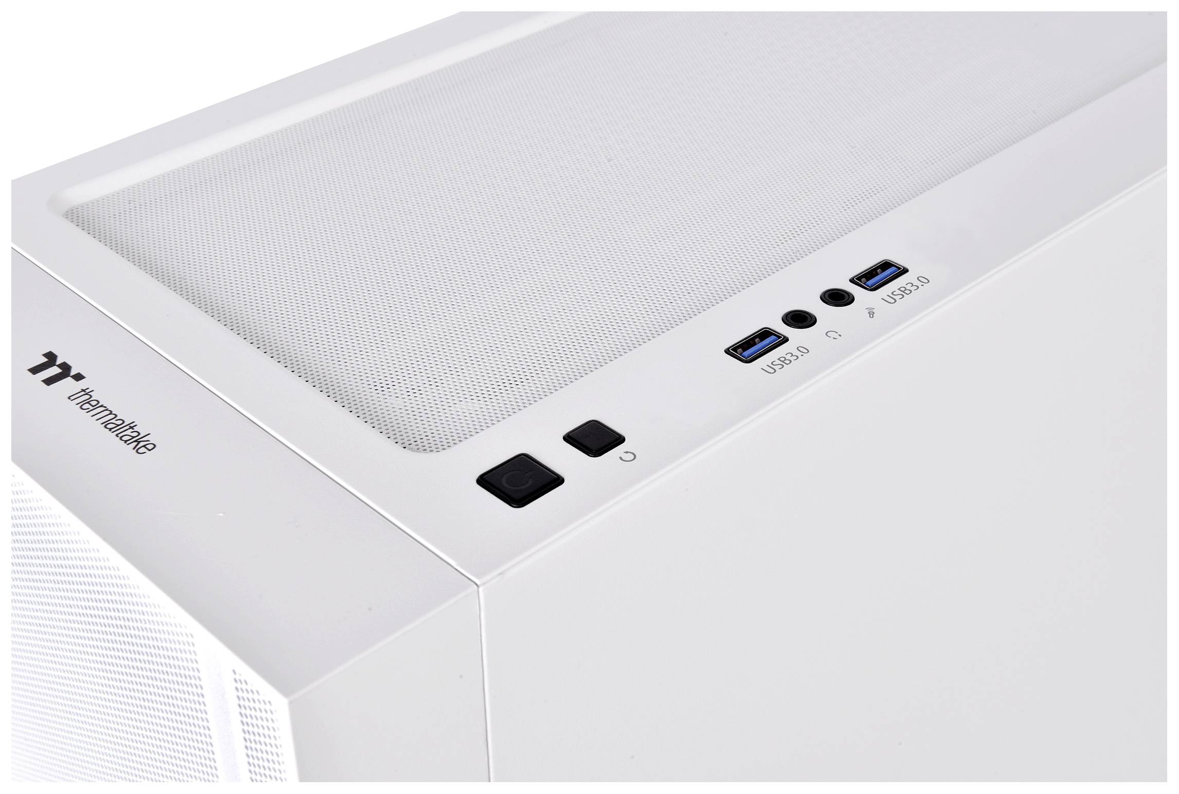 Thermaltake CA-1T9-00M6WN-01 Midi-Tower PC-Gehäuse Weiß 3 Vorinstallierte LED Lüfter, LCS Kompatibel, Seitenfenster, Für DIY