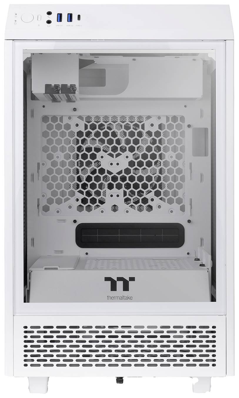 Thermaltake CA-1R3-00S6WN-00 Mini-Tower PC-Gehäuse Weiß LCS Kompatibel, Seitenfenster, Für AIO Wasserkühlung geeignet, 2 vorinstallierte Lüfter